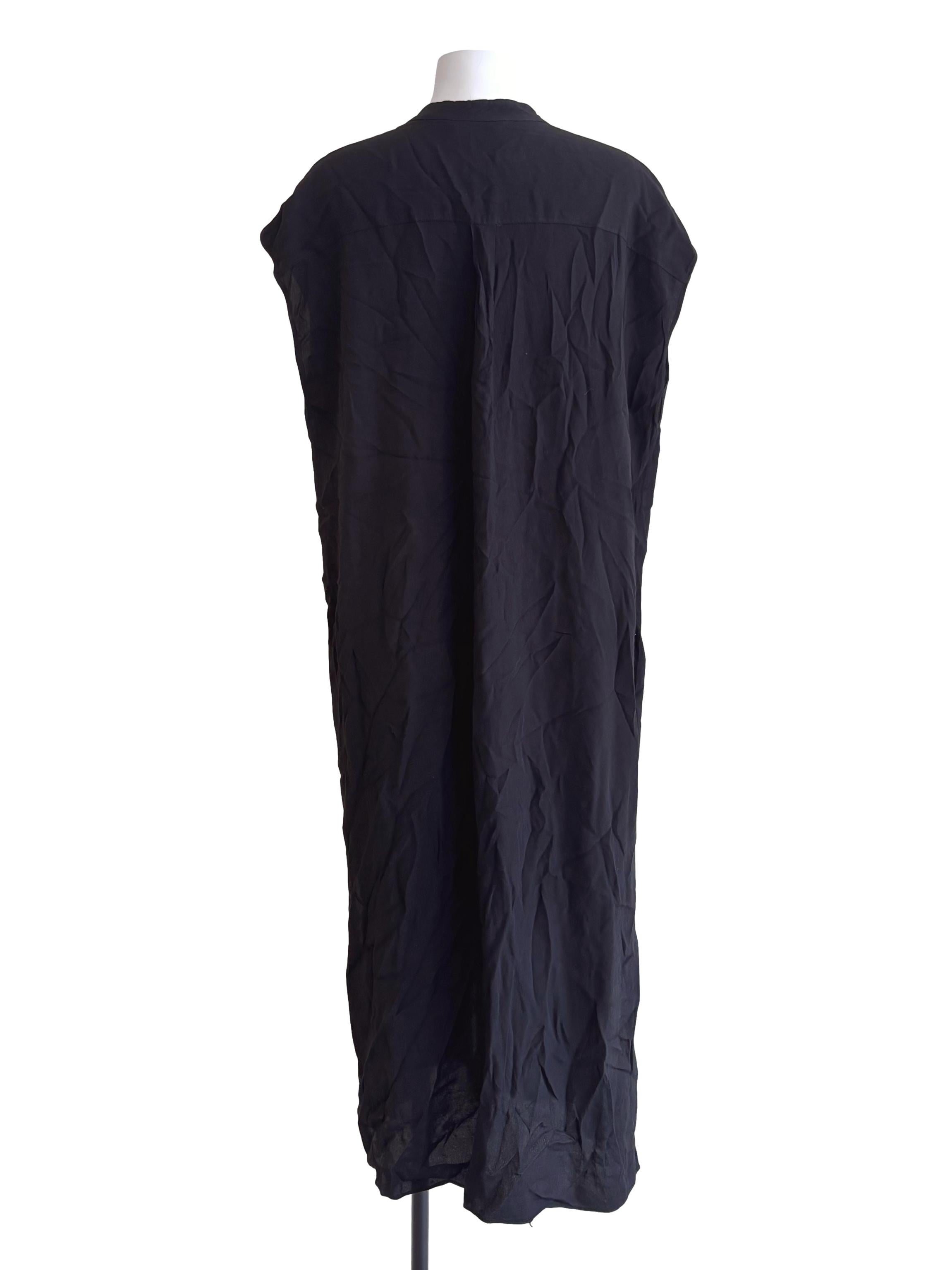 Black Button Front Sleeveless Dress