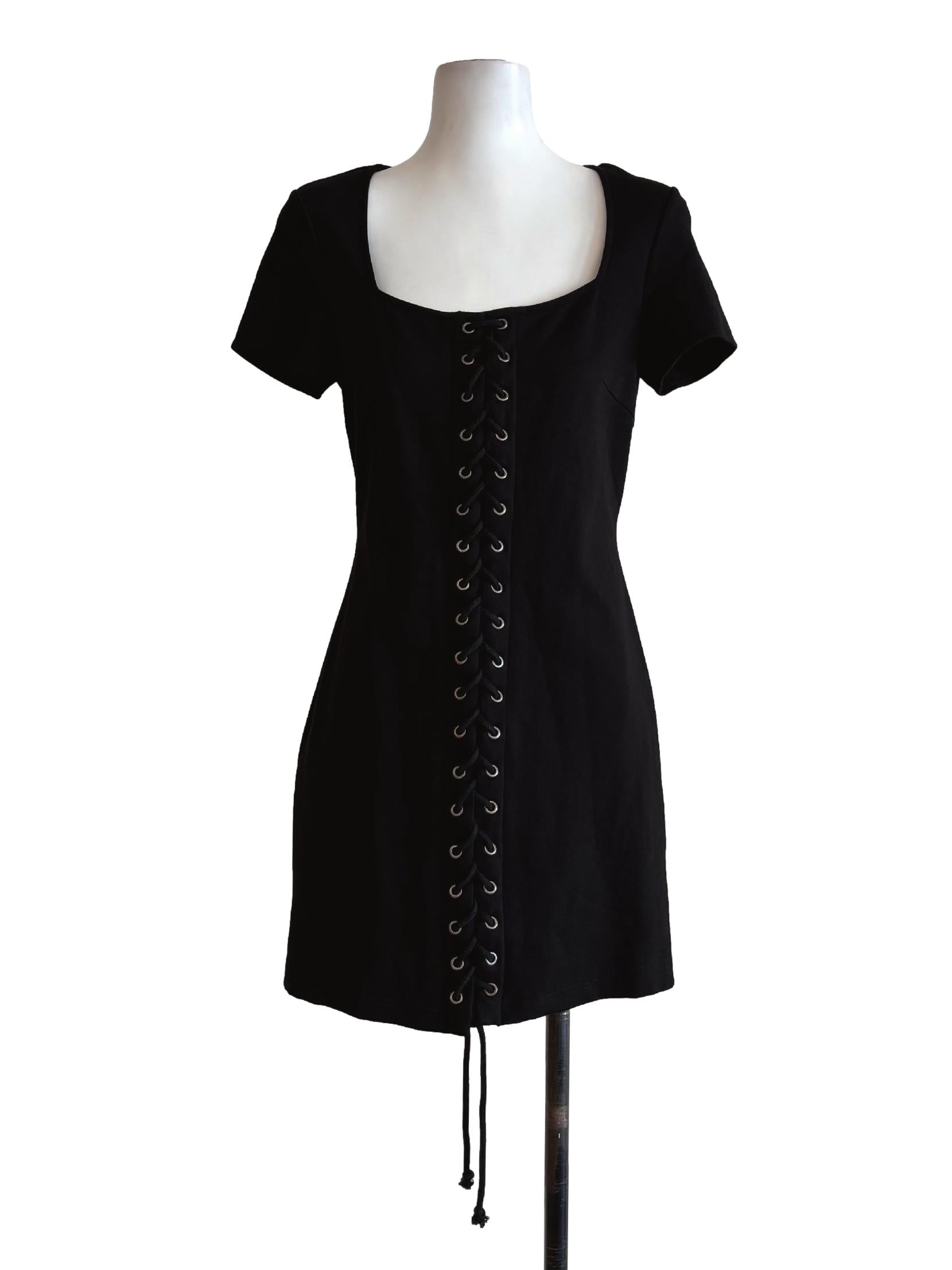 Black Cotton Corset Dress YHF