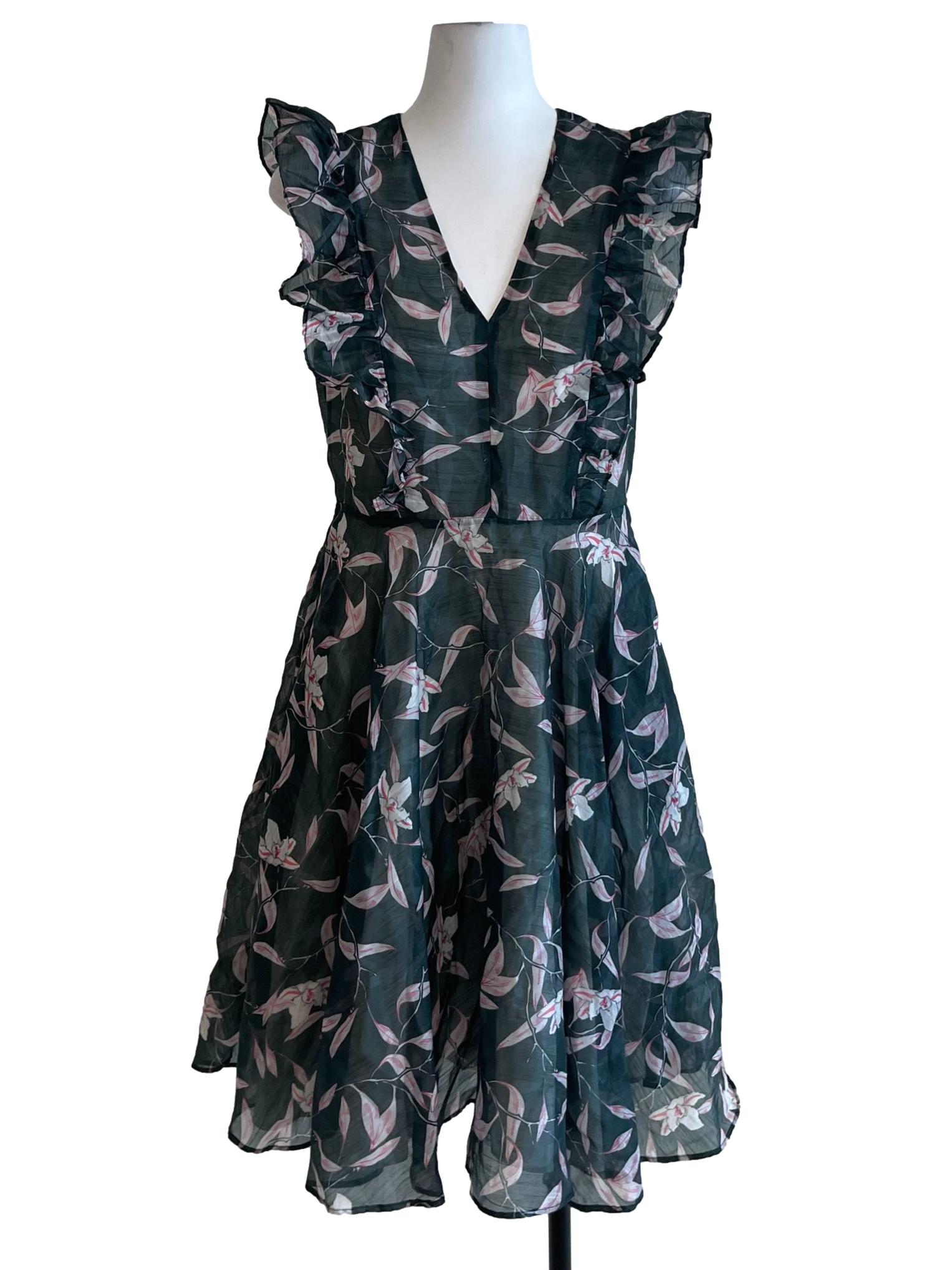 Green Floral A-Line Dress