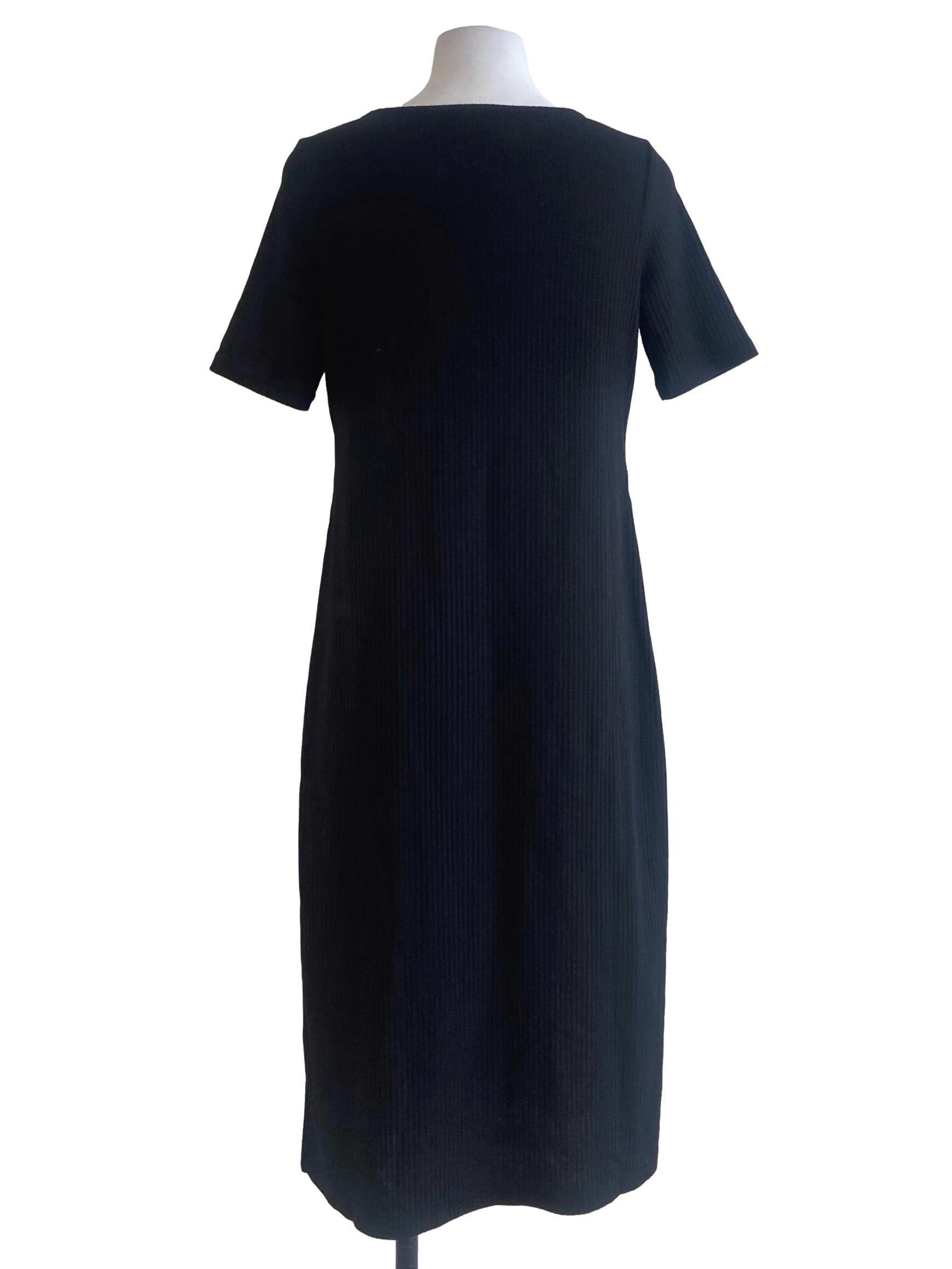 Black Pencil Stripe Slit Dress