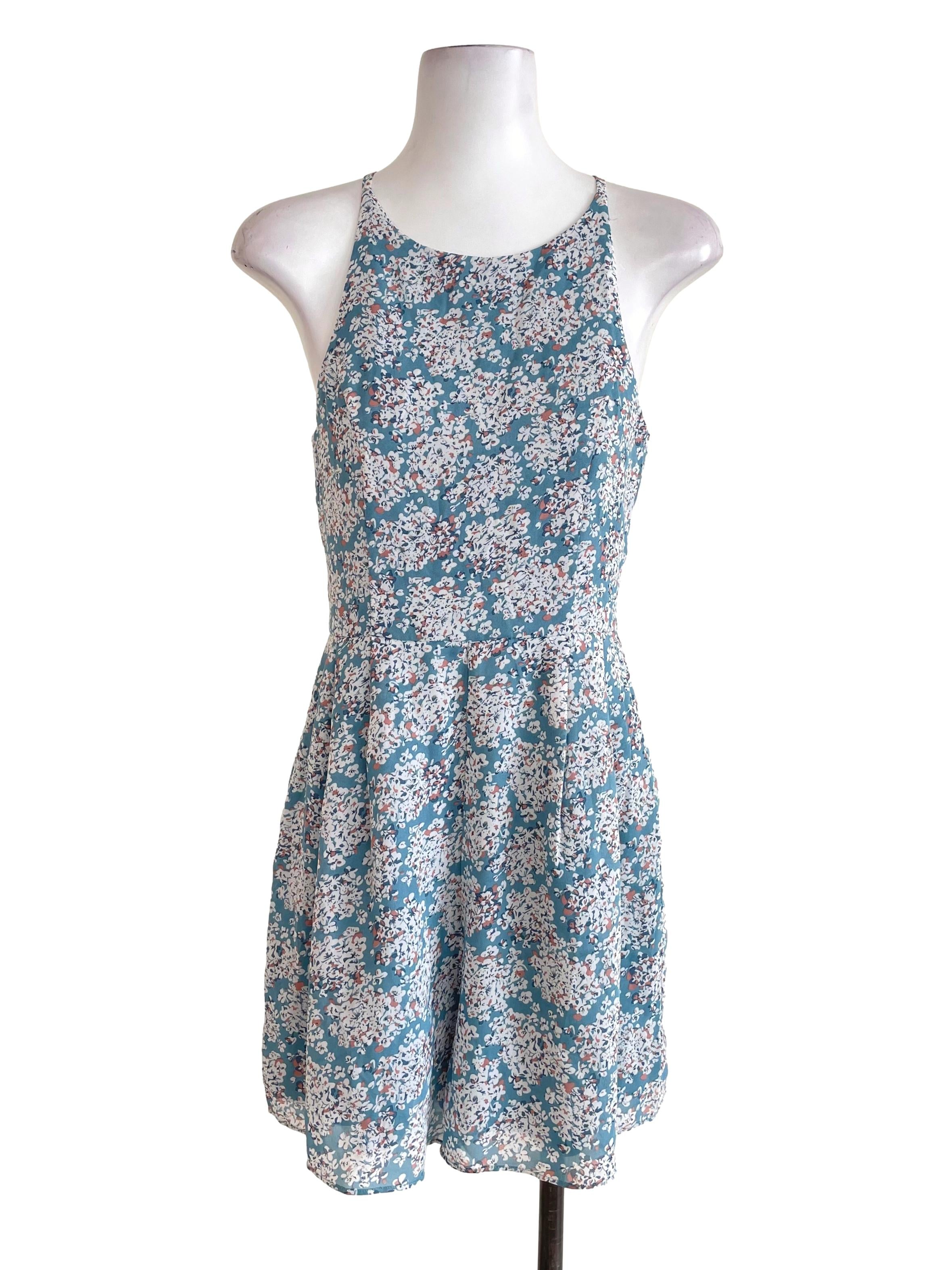 Fashmob Stone Blue Floral Cami Romper | REFASH