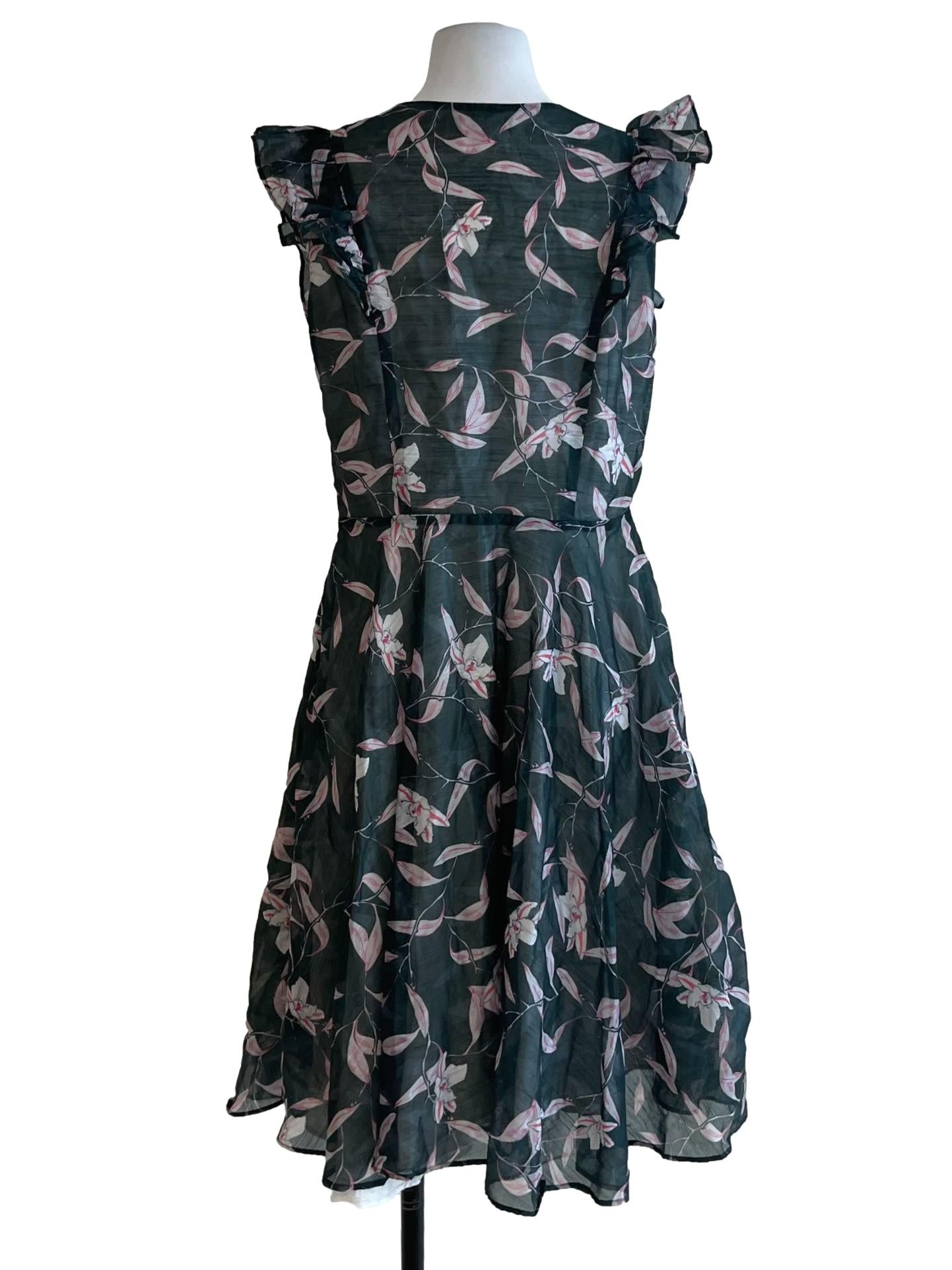 Green Floral A-Line Dress