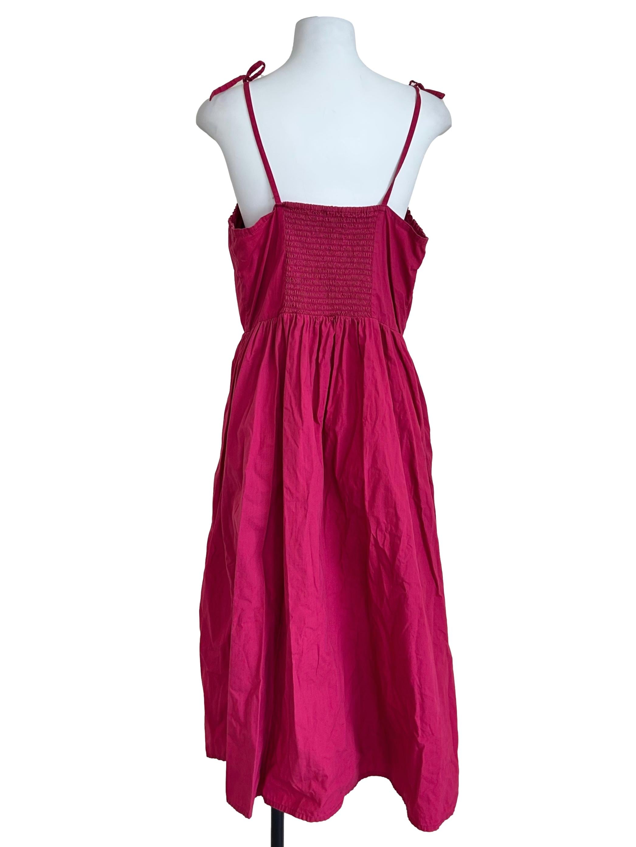 Hot Pink Button-Down Tie Strap Dress