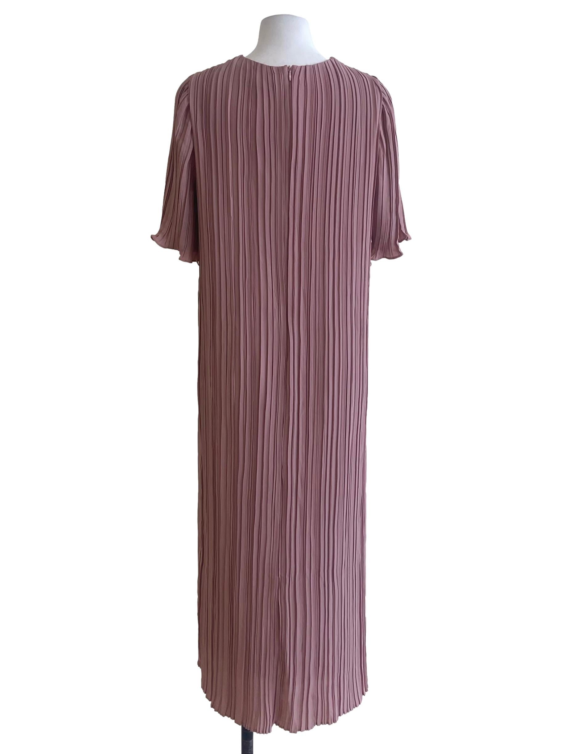 Rose Pink Pleated Maxi Dress