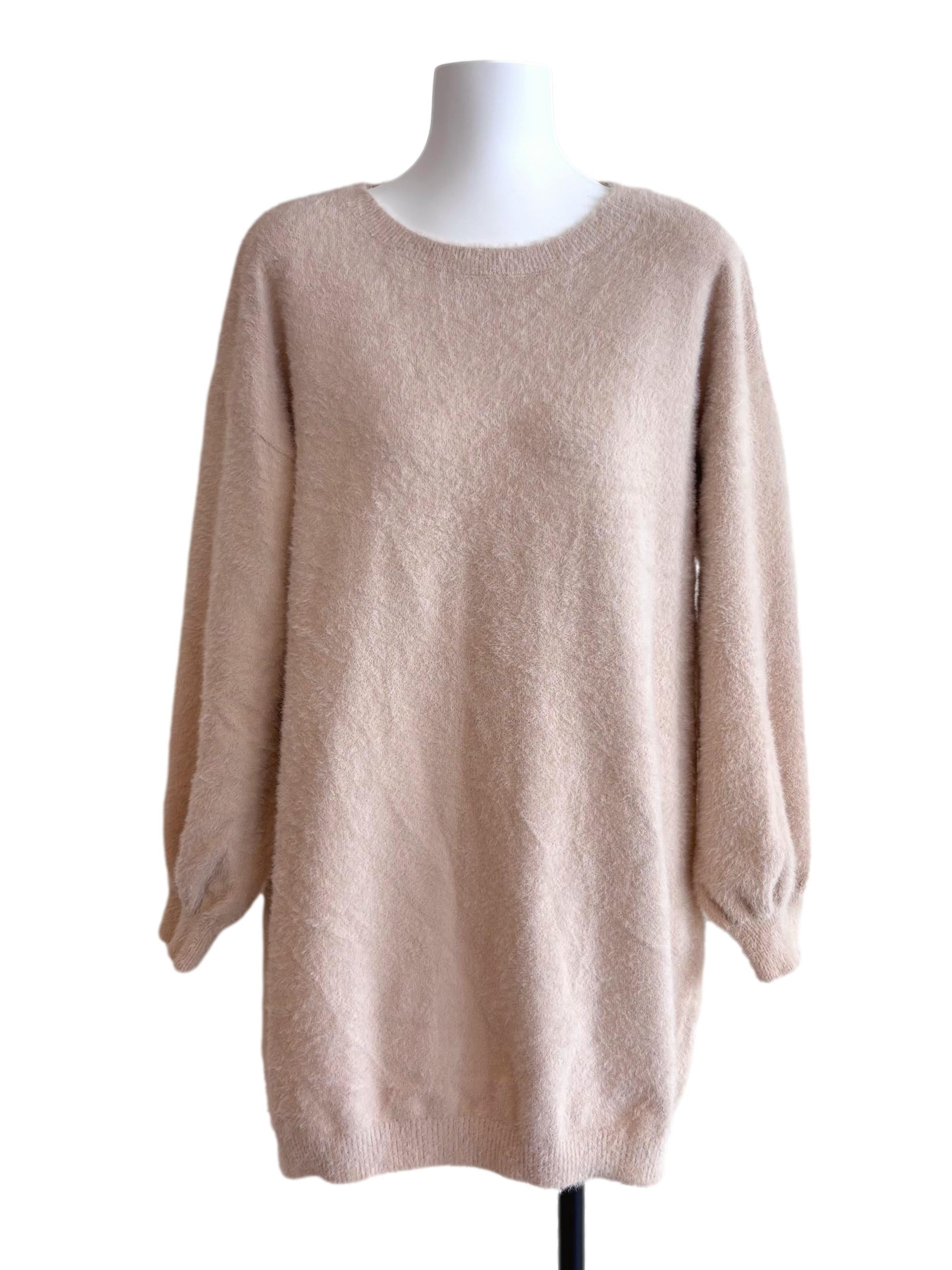 Light Beige Fuzzy Long Sweatshirt
