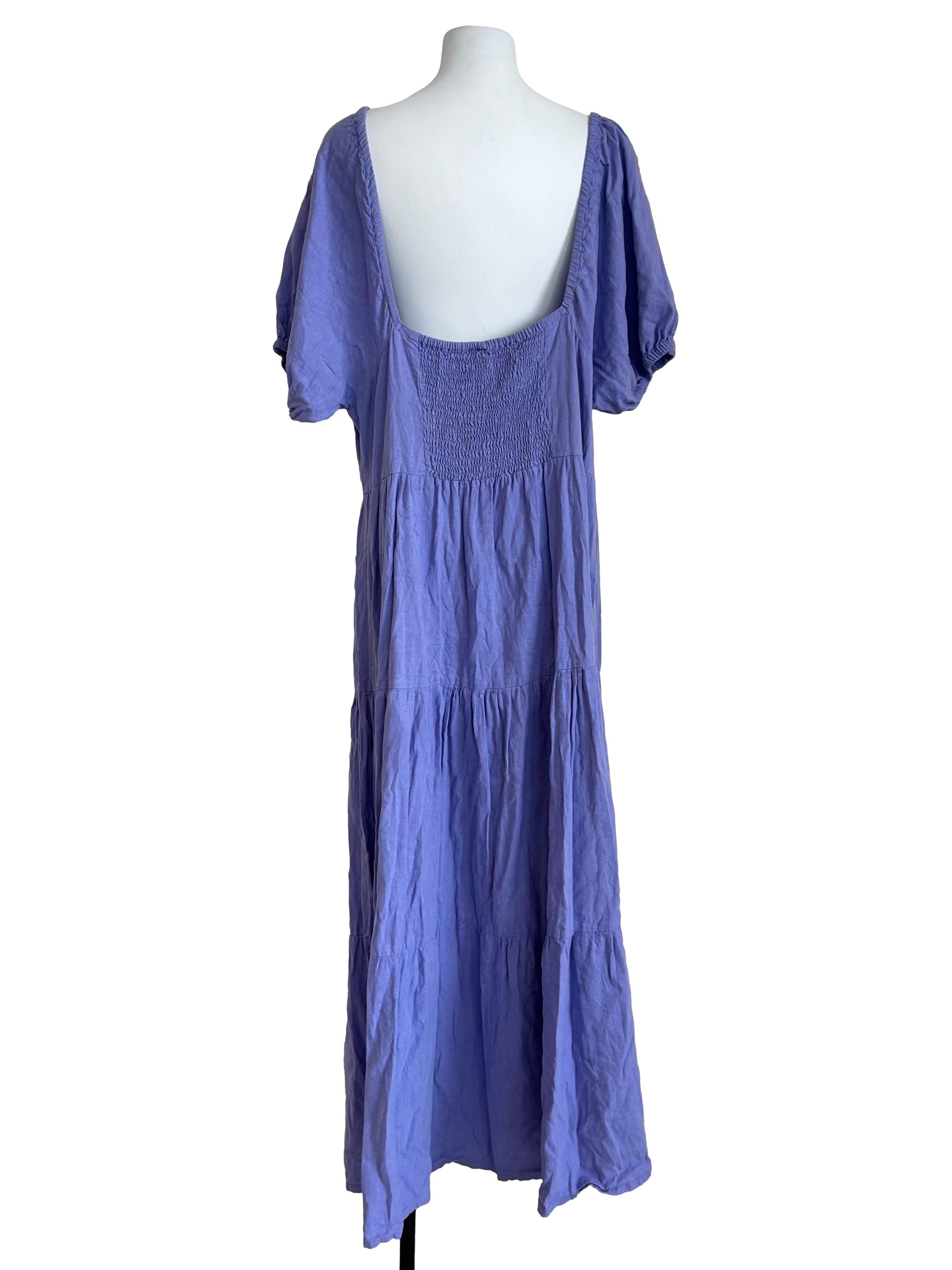 Lavender Purple Tiered Puff Sleeve Dress