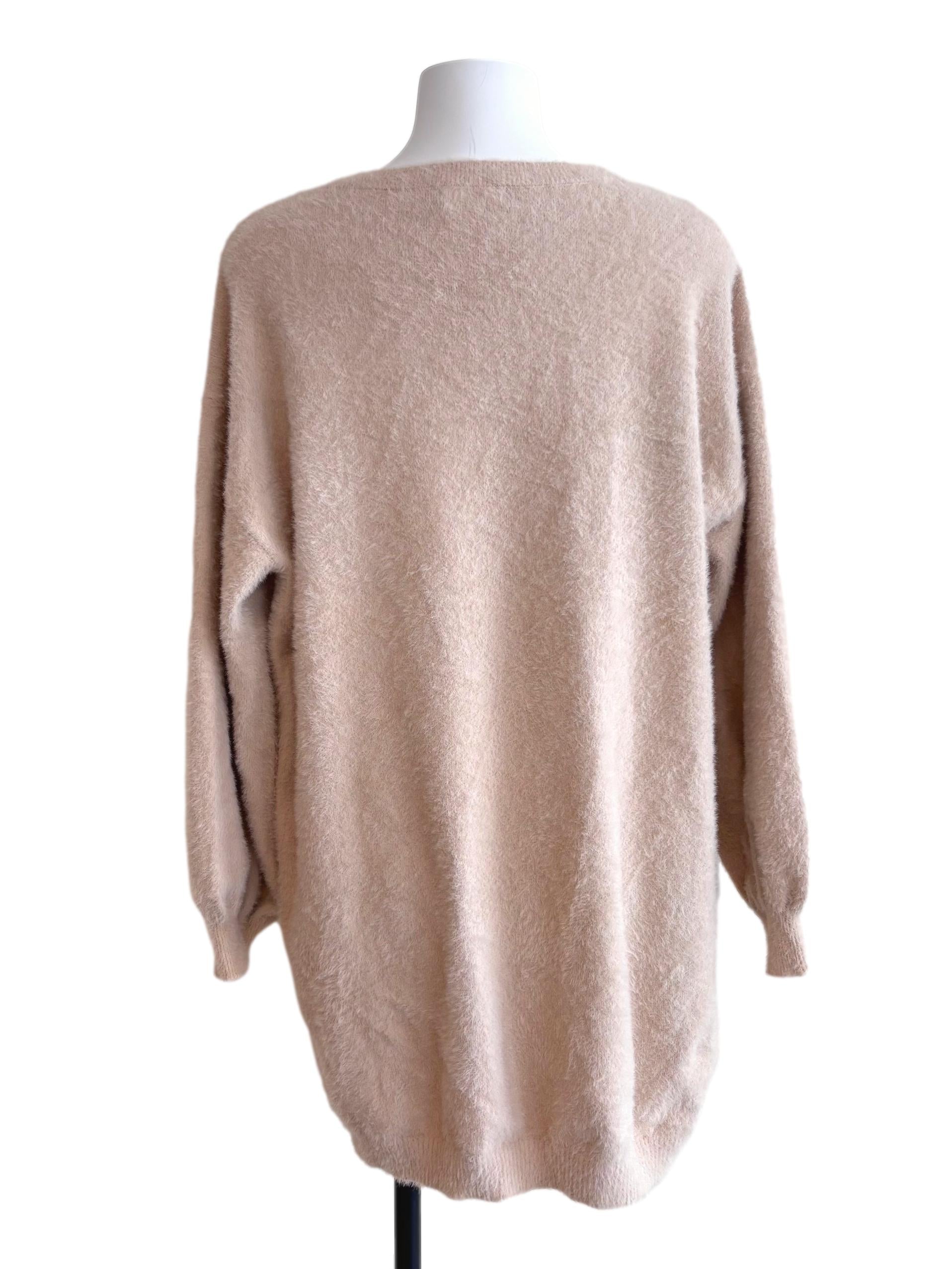 Light Beige Fuzzy Long Sweatshirt