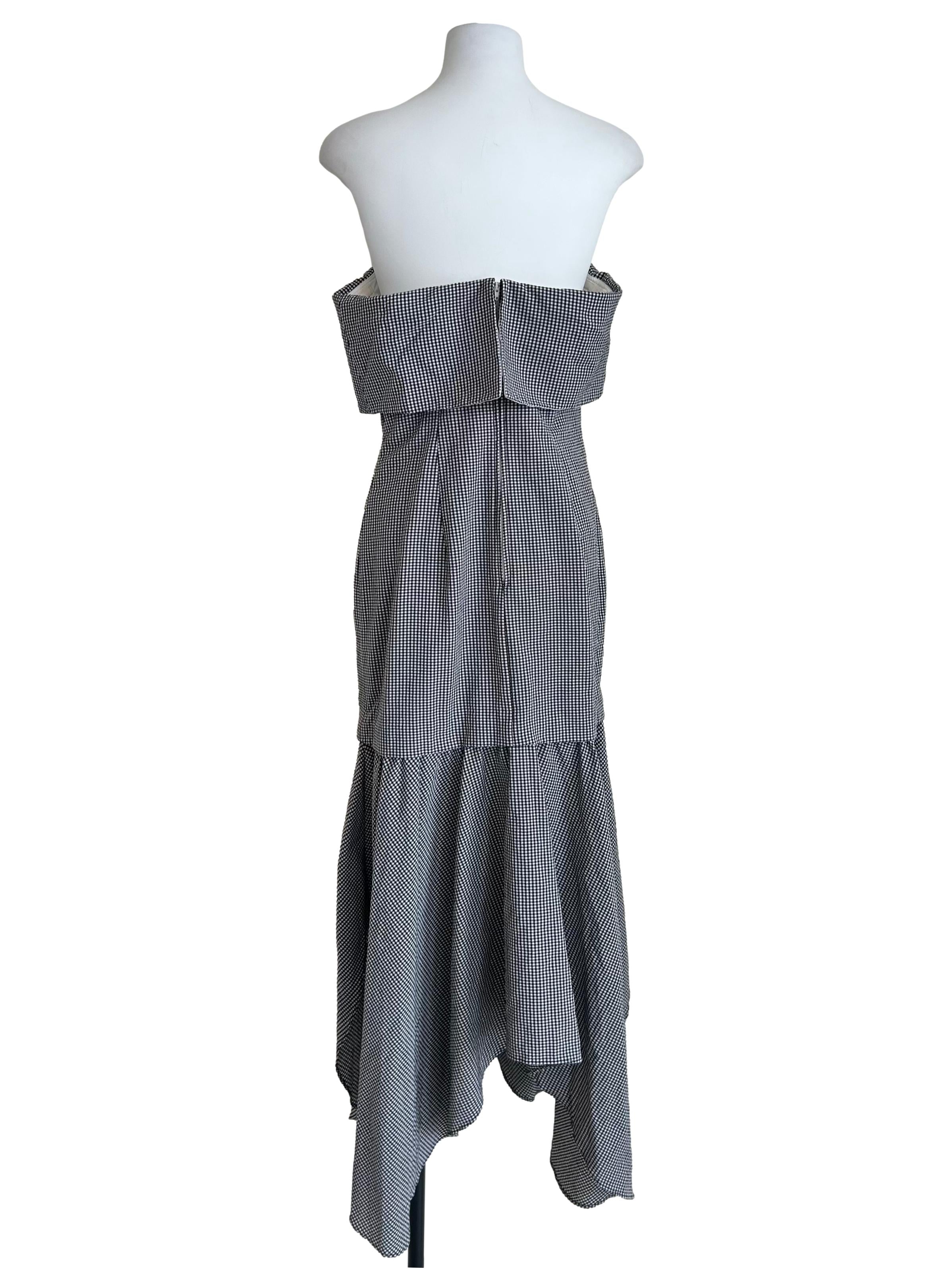 Black And White Gingham Strapless Mermaid Dress