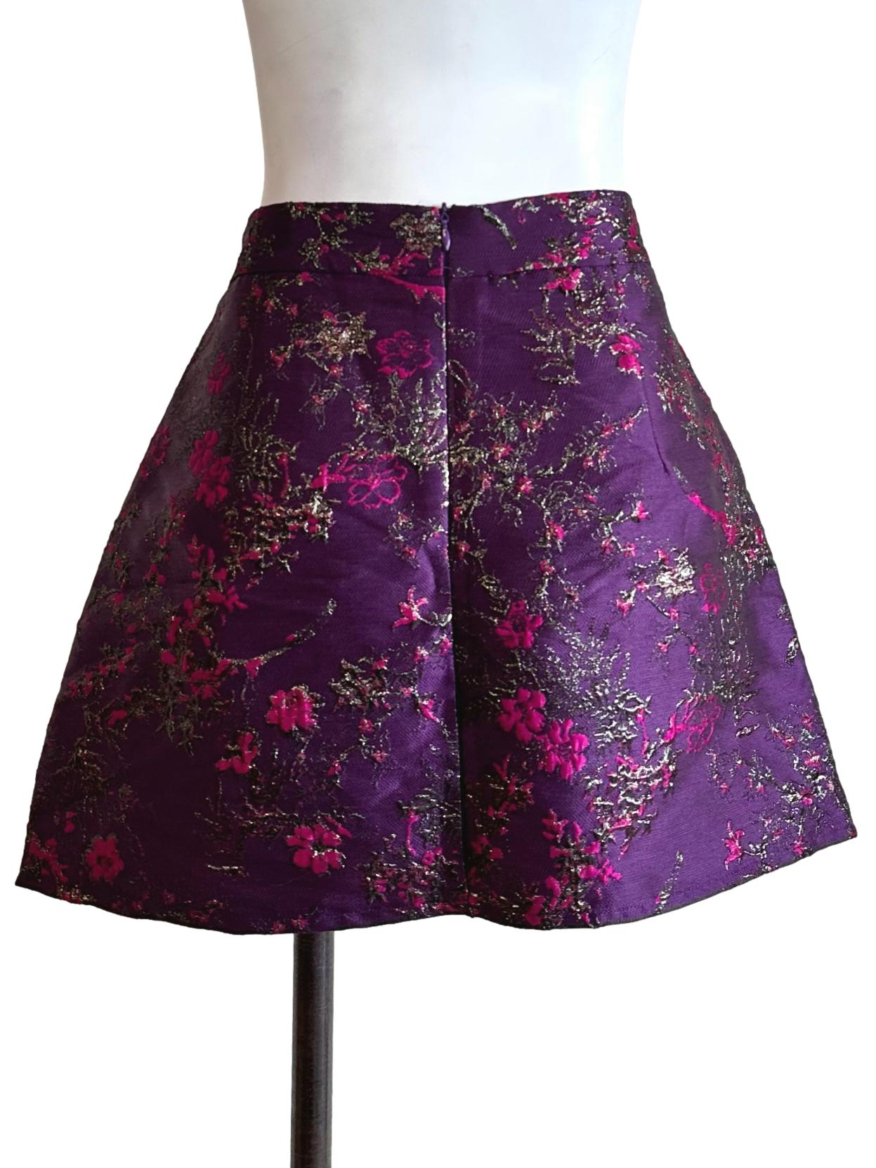 Plum Purple Flower Embroidery Skort YHF