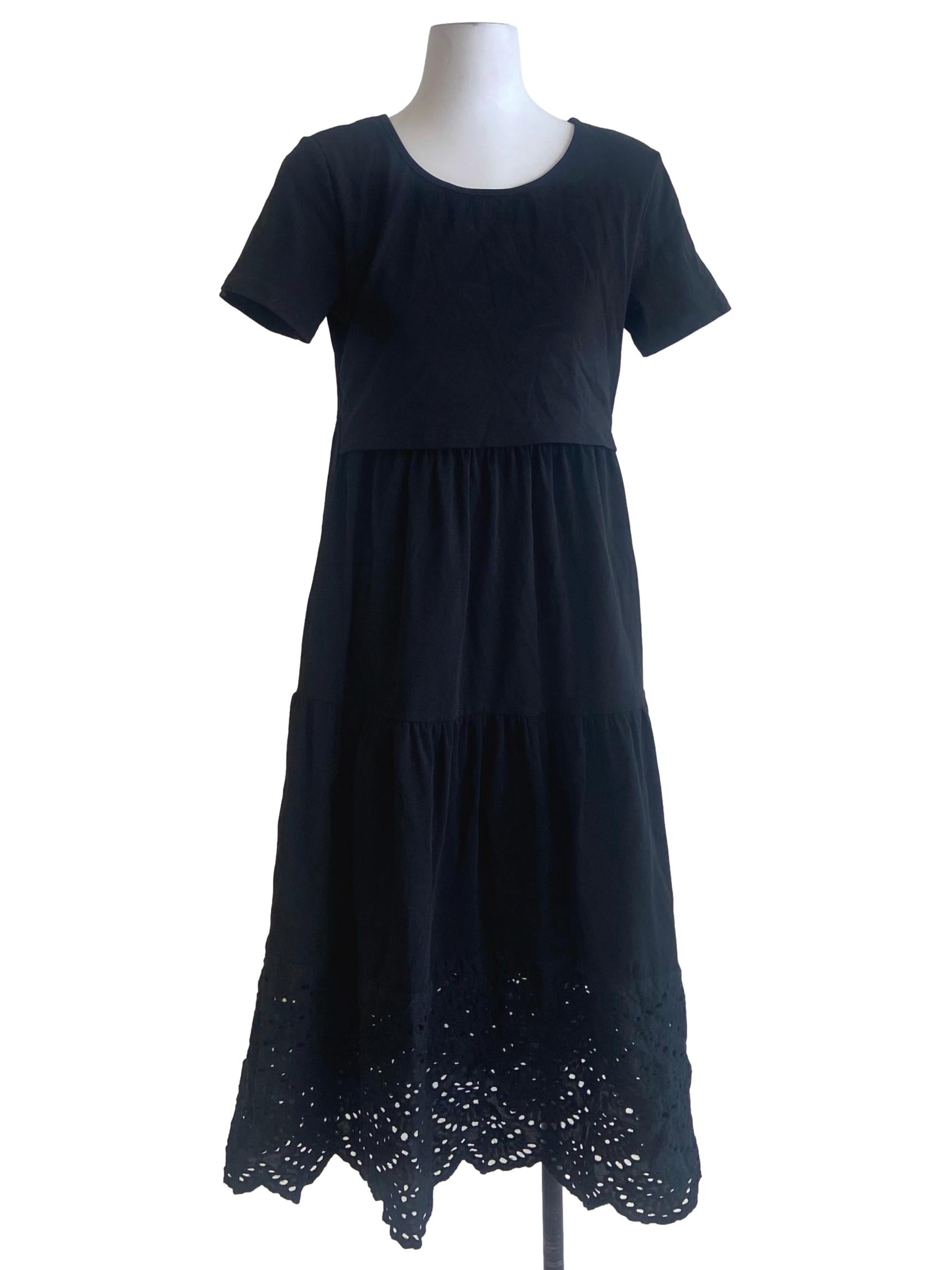 Black Embroidery Layered Dress