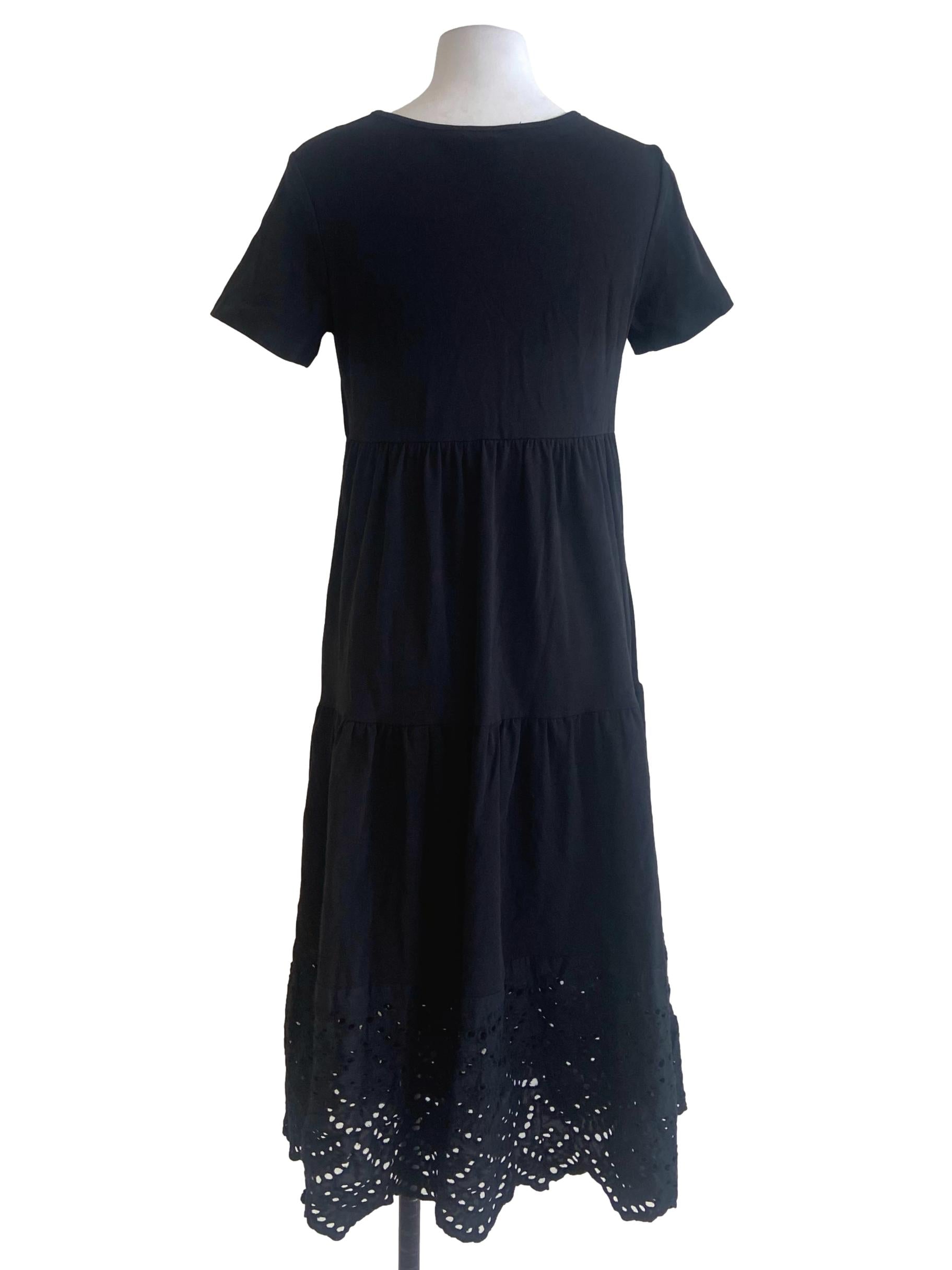 Black Embroidery Layered Dress