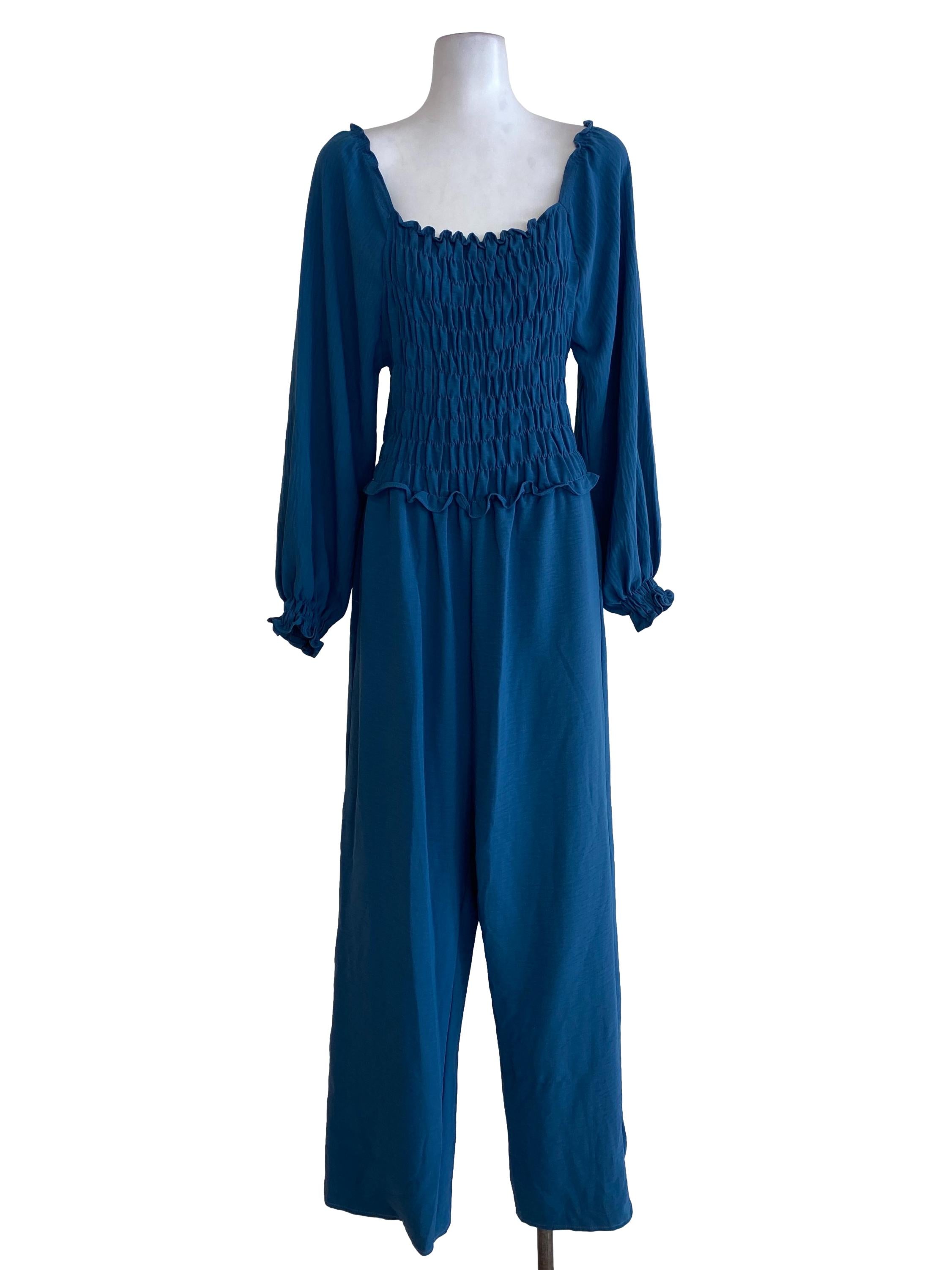 Blue Ruffle Jumpsuits
