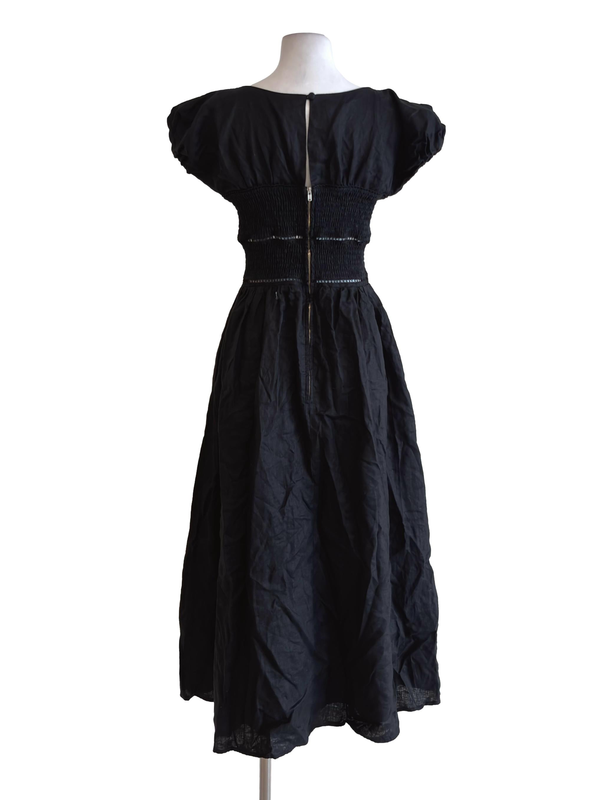 Black Square Neck Half Scrunch Midi Dress