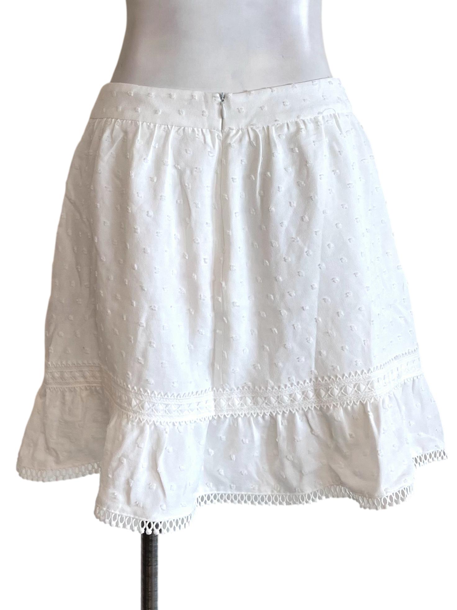 White Pom Pom Flounced Skirt