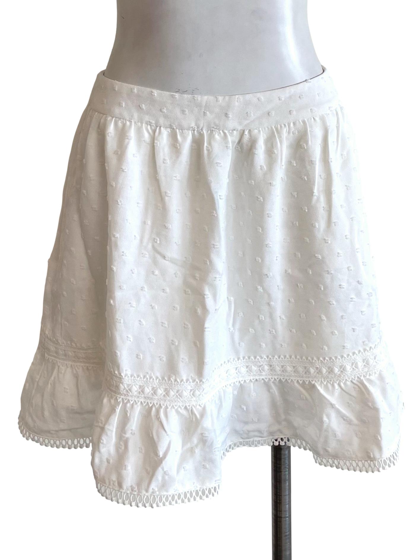 White Pom Pom Flounced Skirt