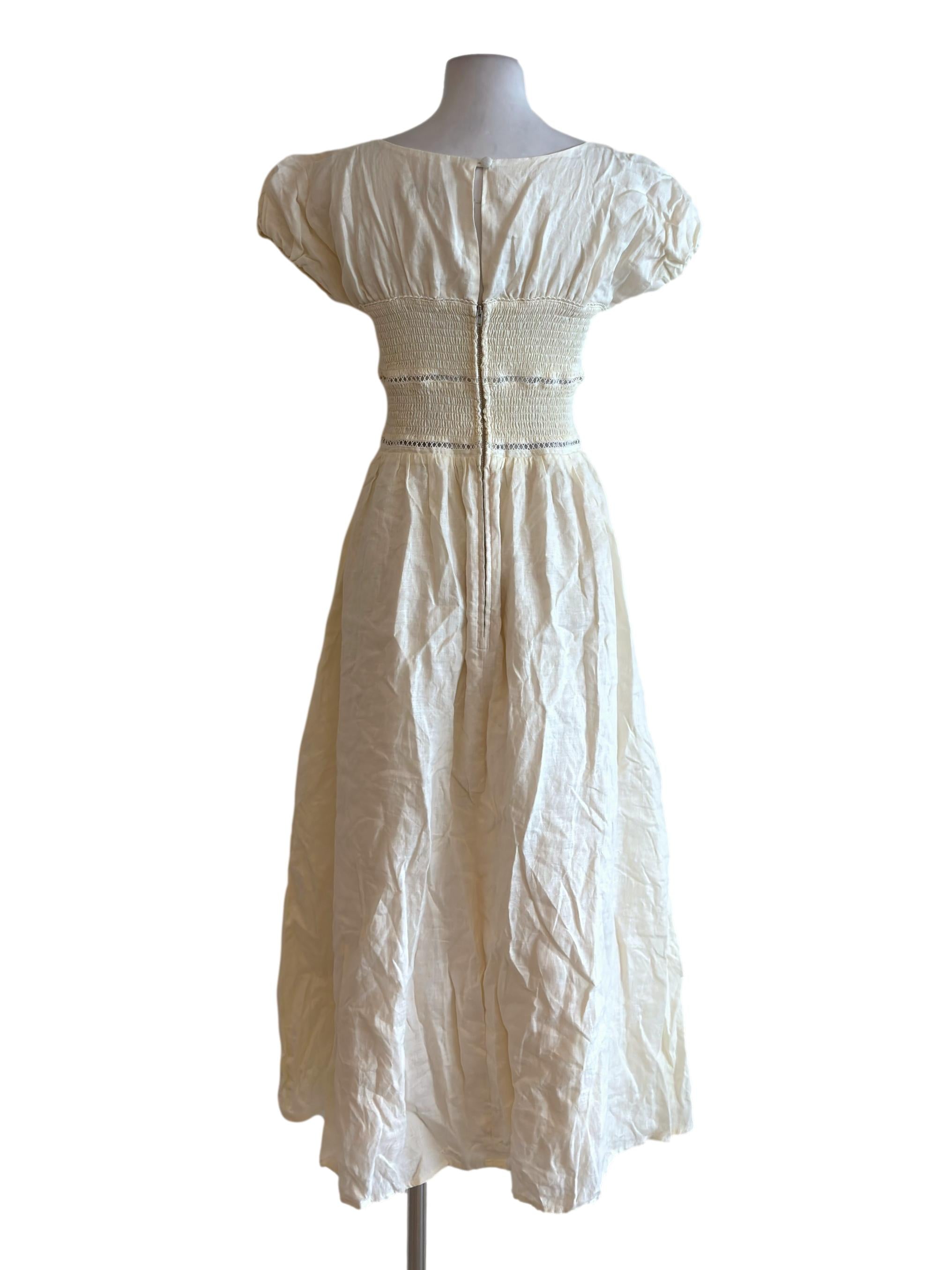 Cream Square Neck Half Scrunch Midi Dress