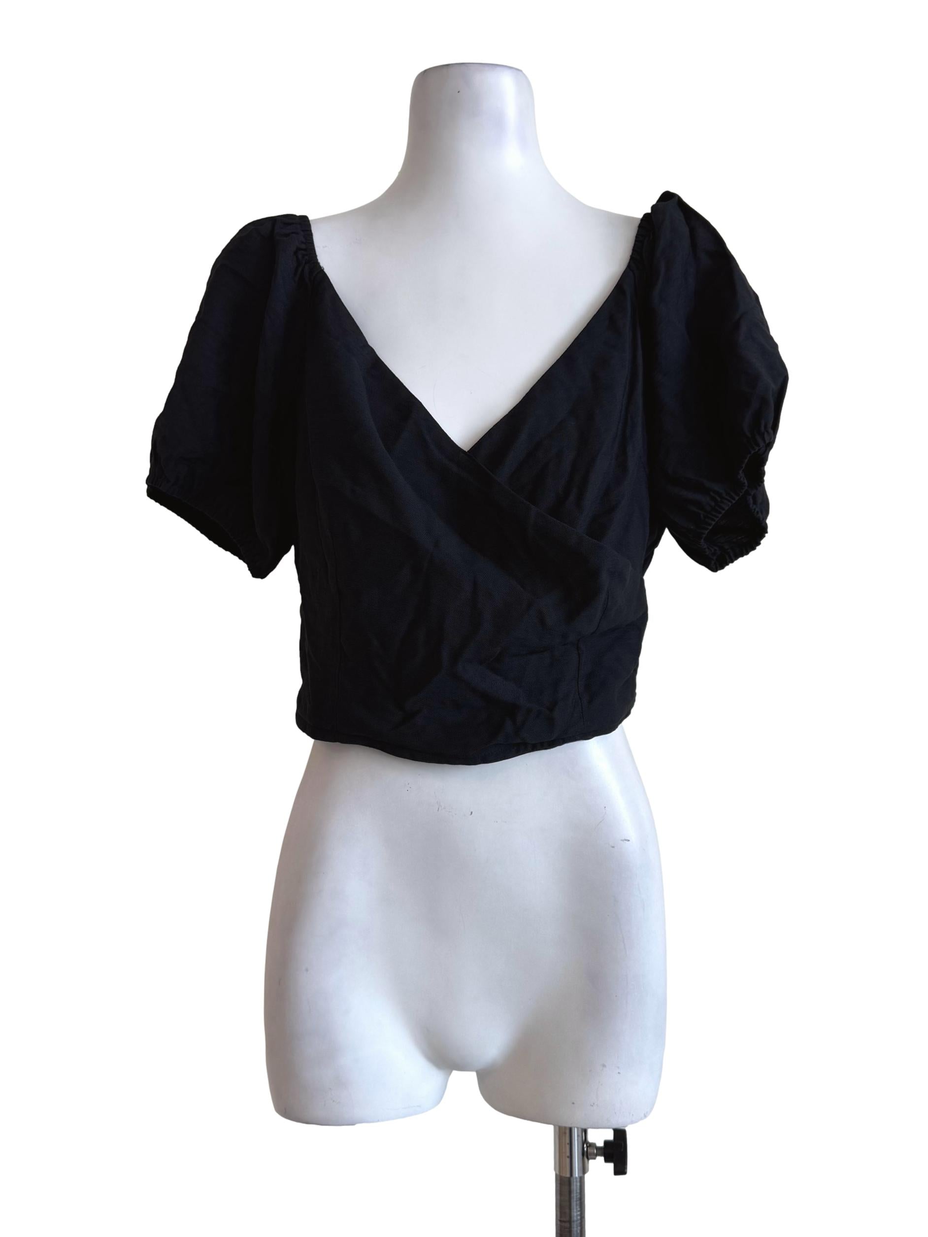 Raven Black V Neck Crop Top