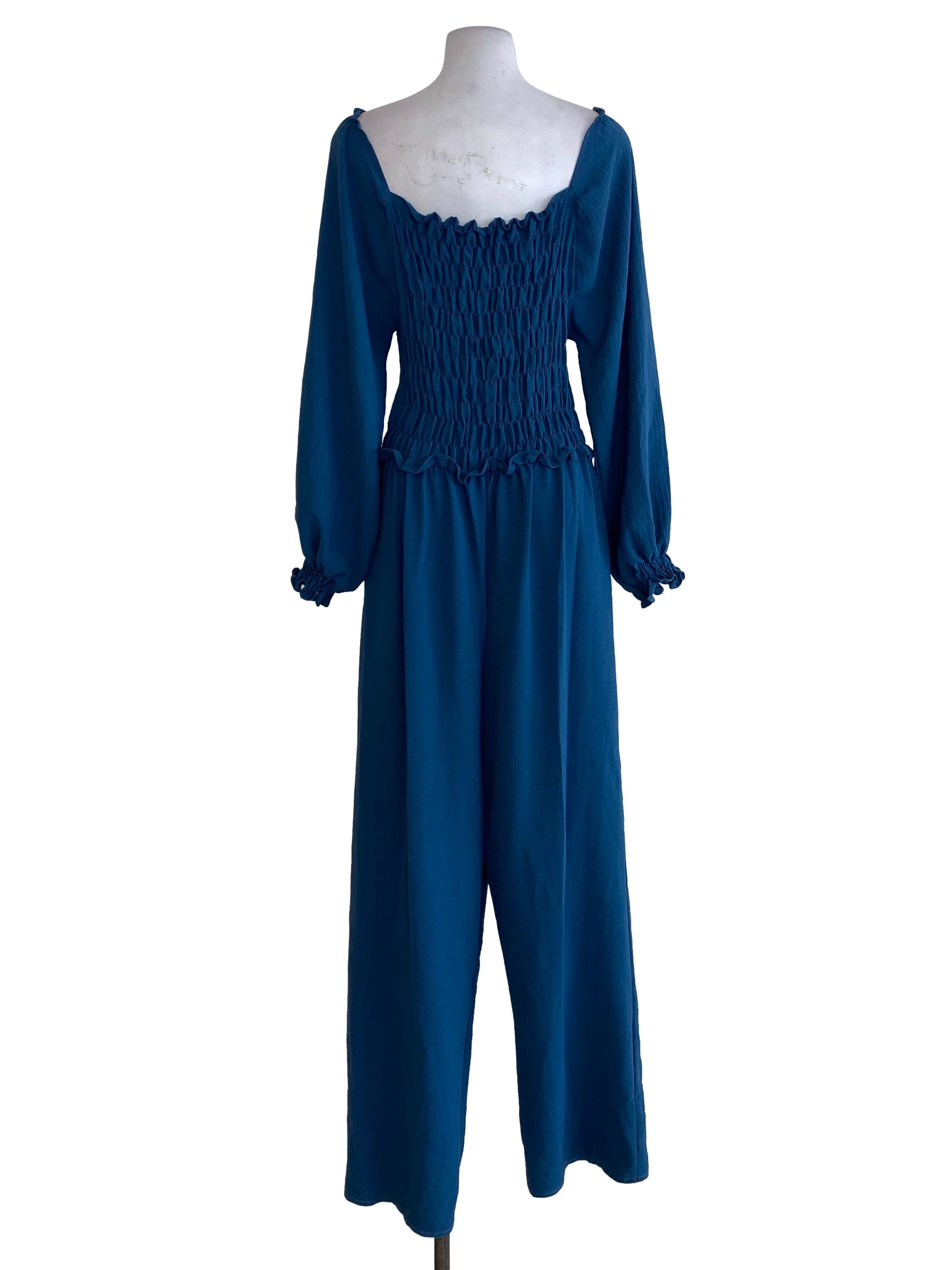Blue Ruffle Jumpsuits