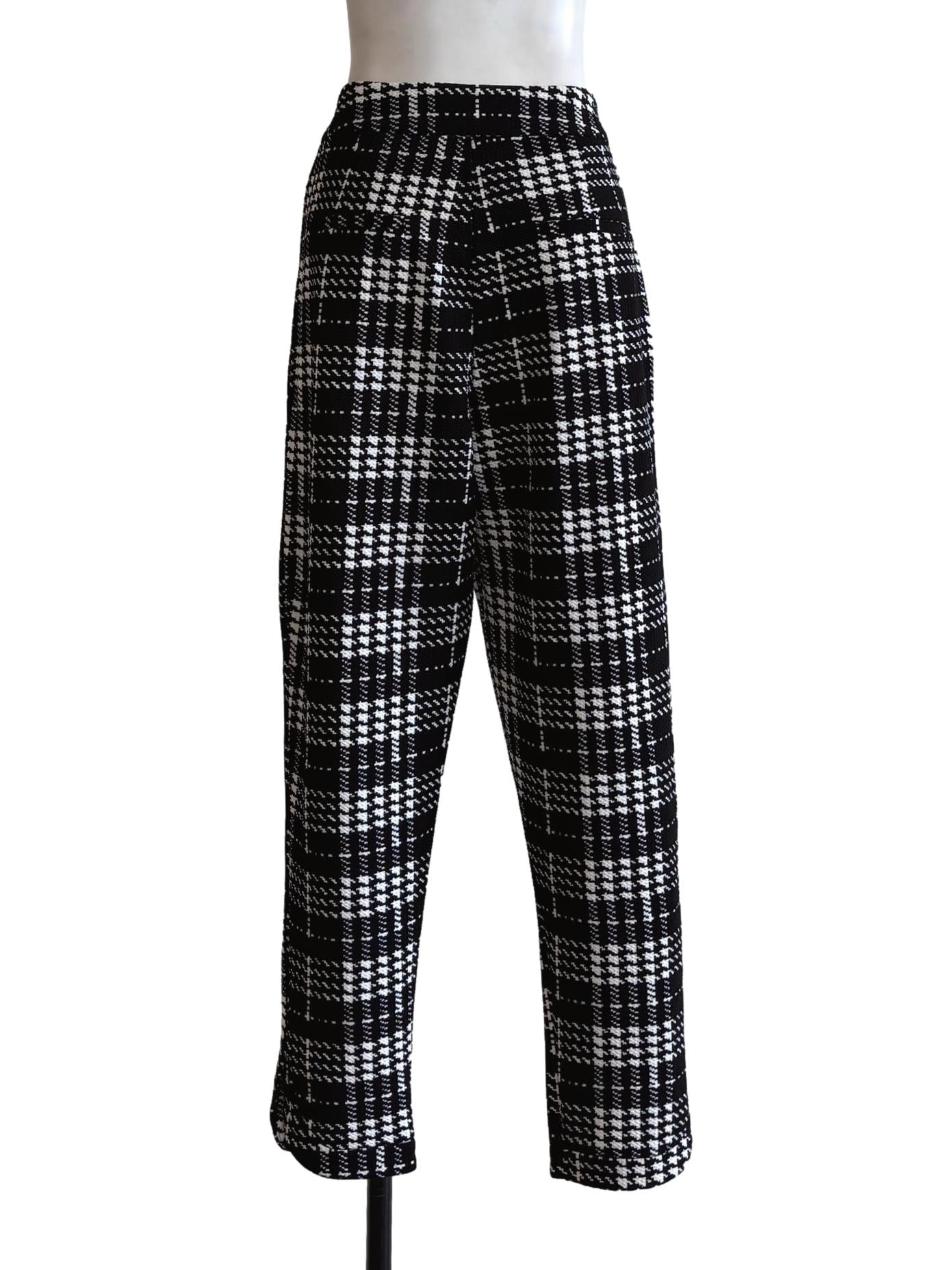 Black White Tweed Slim Fit Pants