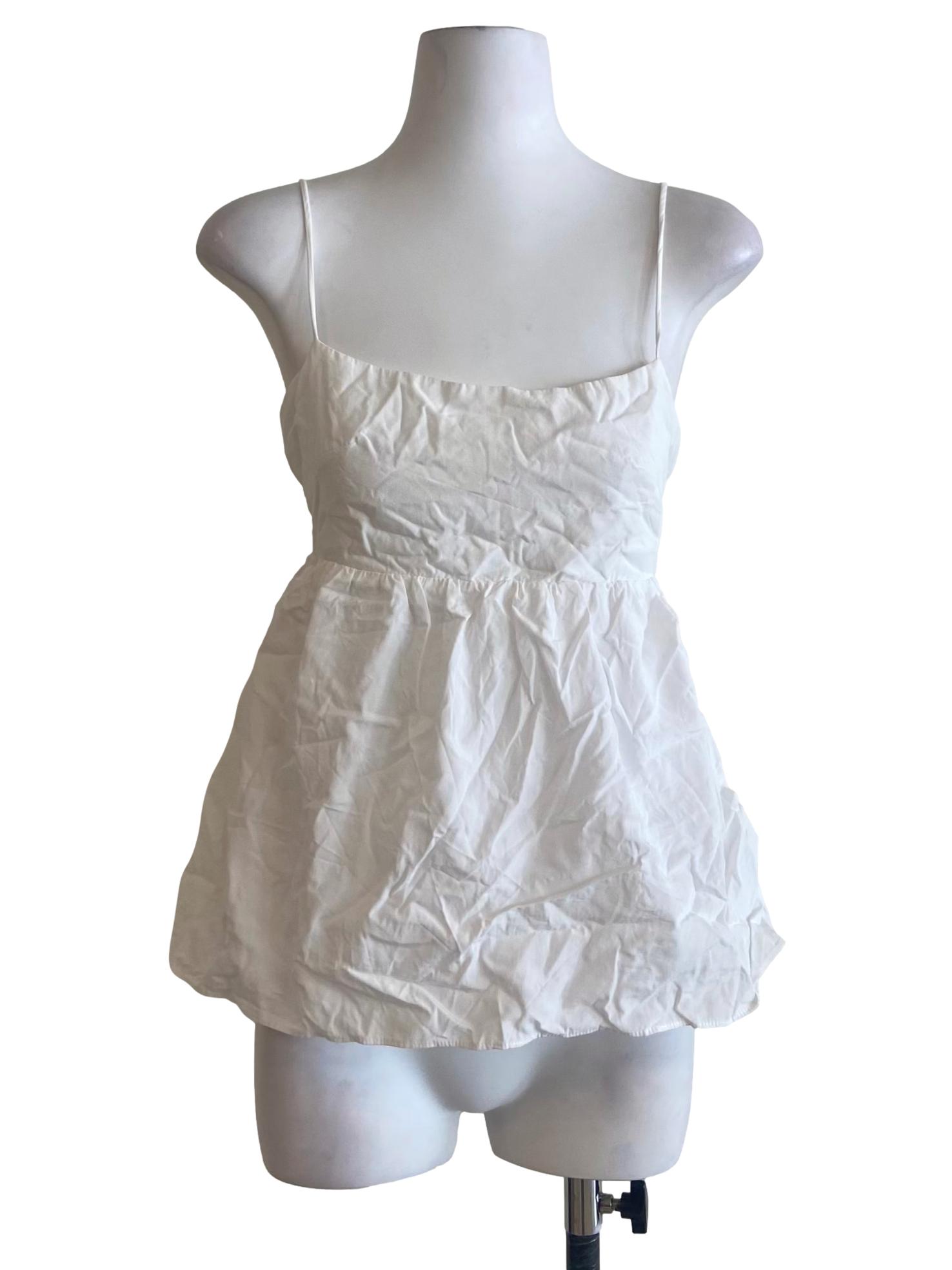 White Spaghetti Straps Twill Top