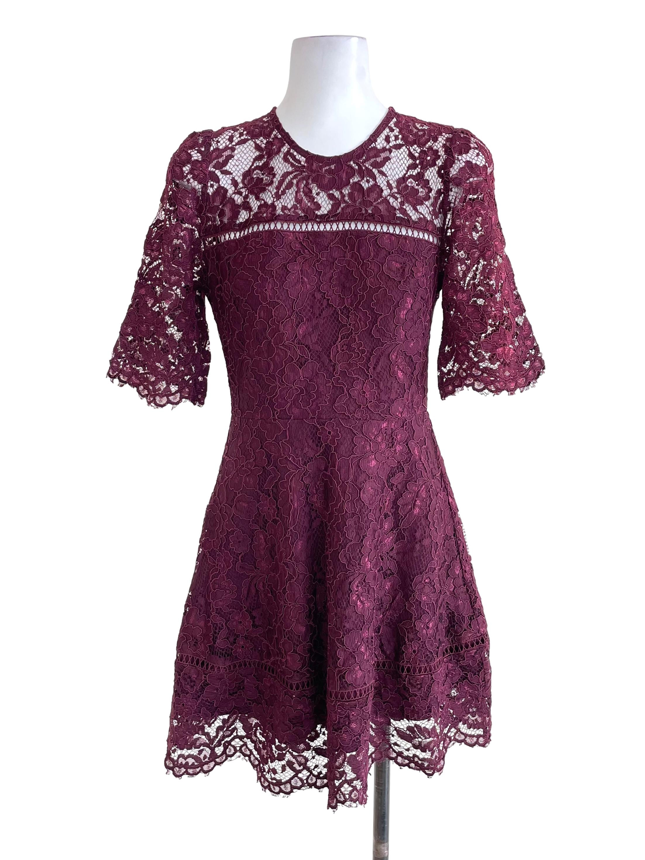 Fayth Wine Purple Lace Dress | REFASH