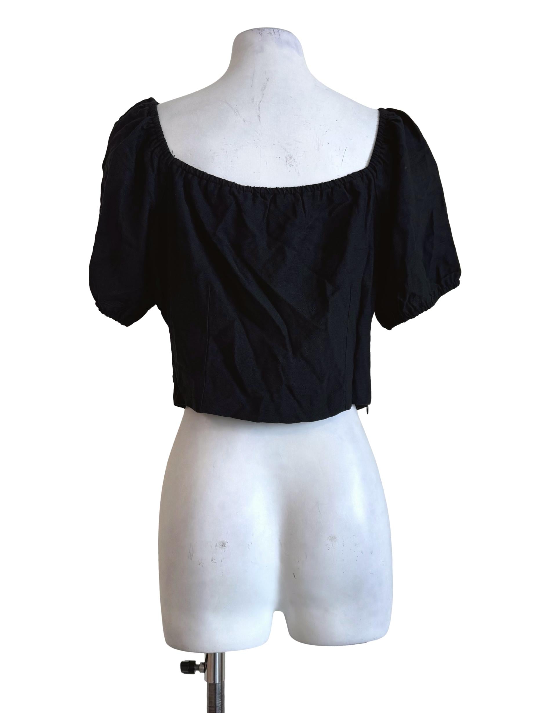 Raven Black V Neck Crop Top