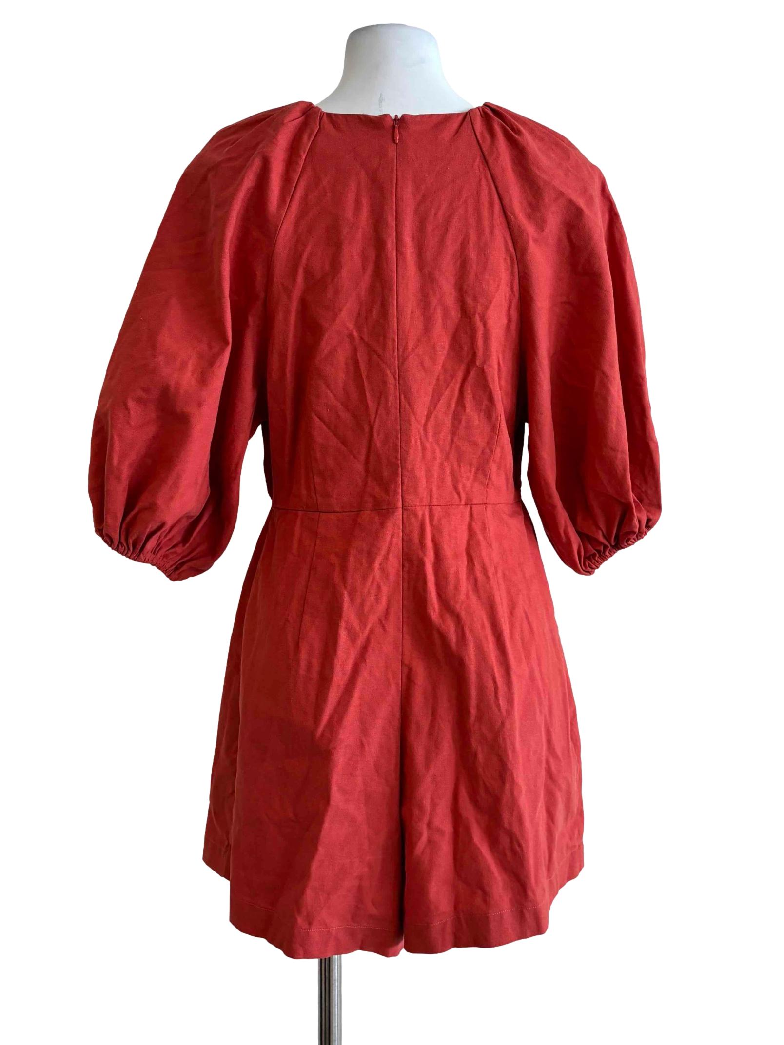 Flame Red Cut Out Cotton Rompers