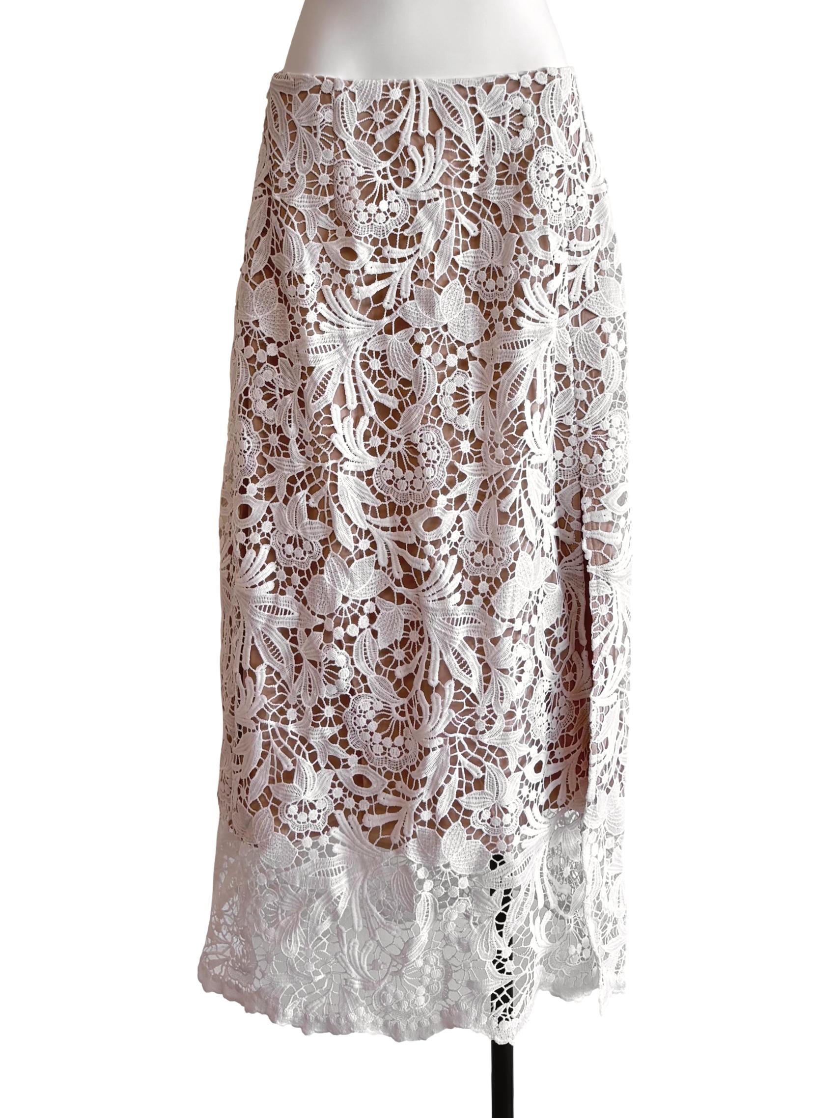 White Beige Lacey Skirt