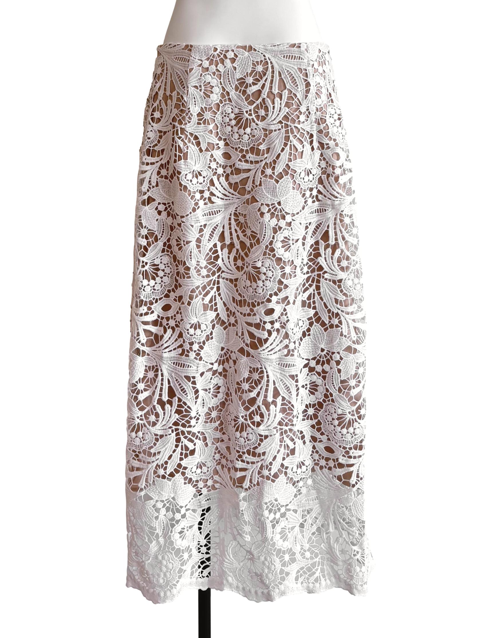 White Beige Lacey Skirt