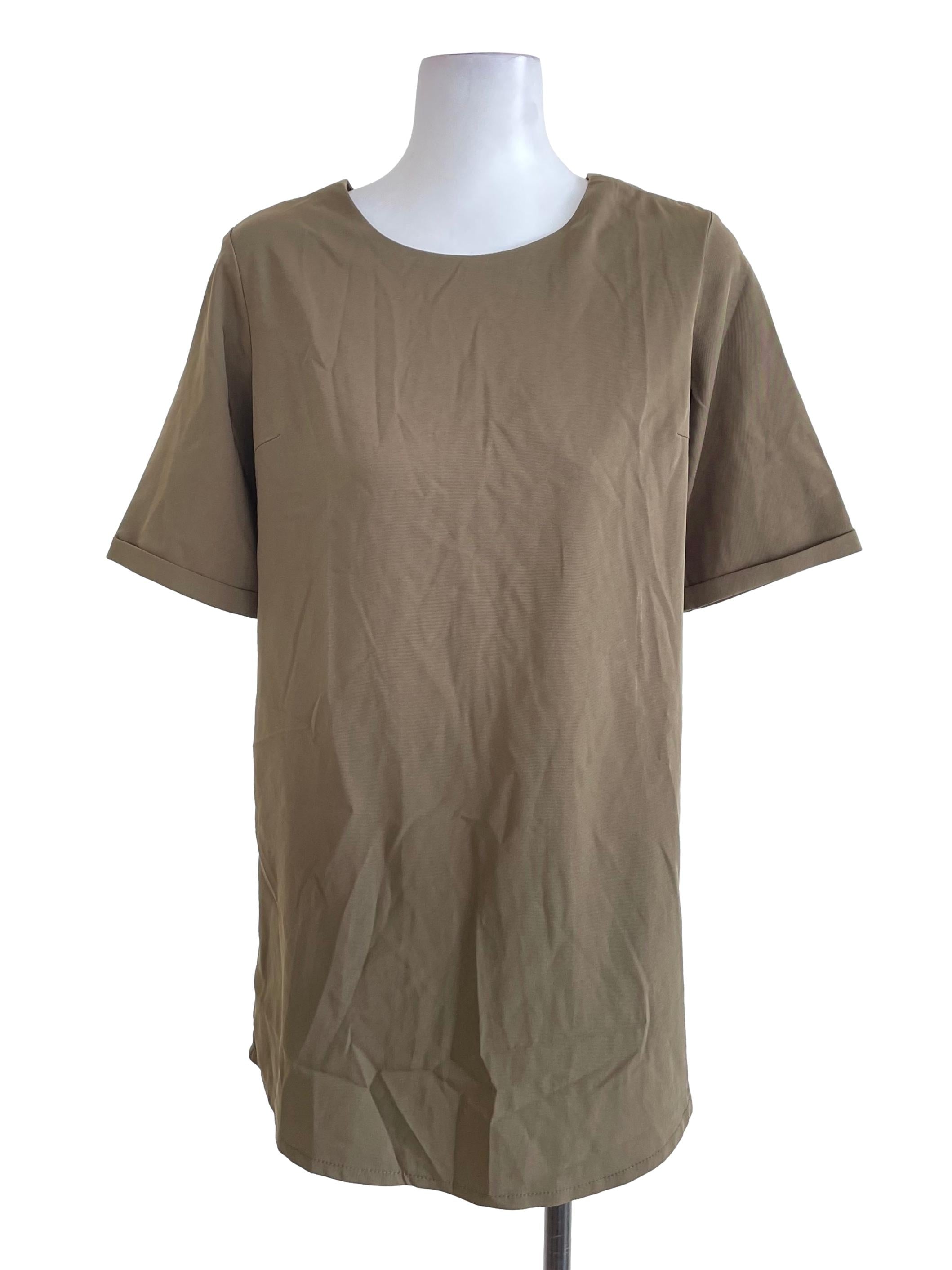 Young Hungry Free Mud Green Short Sleeves Dress | REFASH