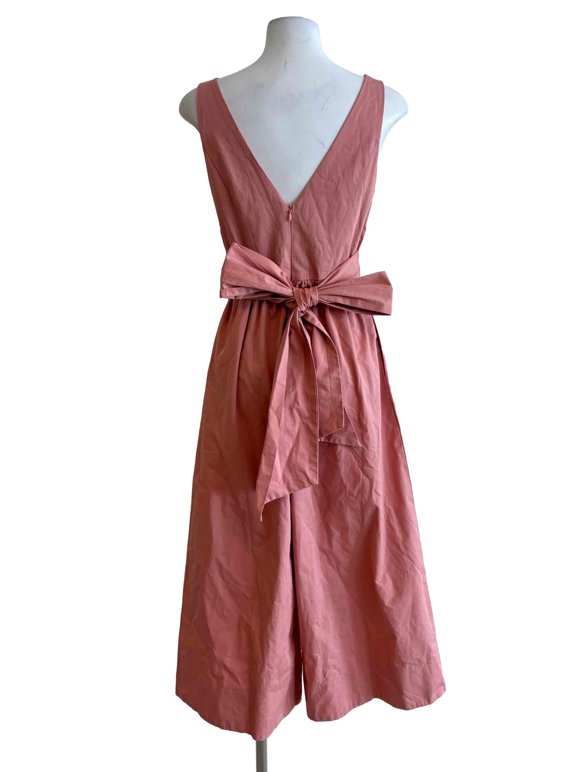 Coral Pink Sleeveless Cotton Jumpsuit