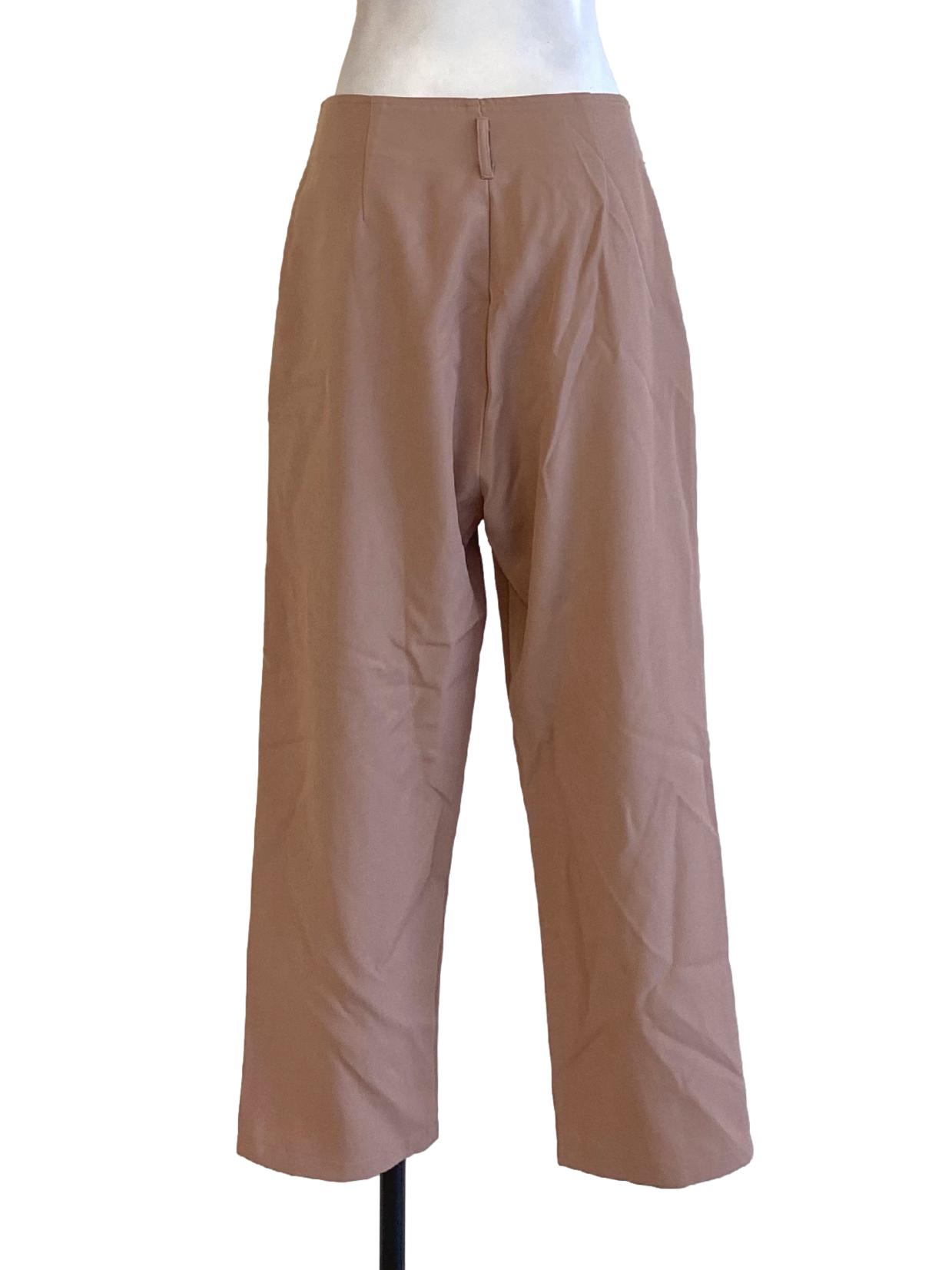Dusty Pink Buttoned Waist Regular Straight Pants