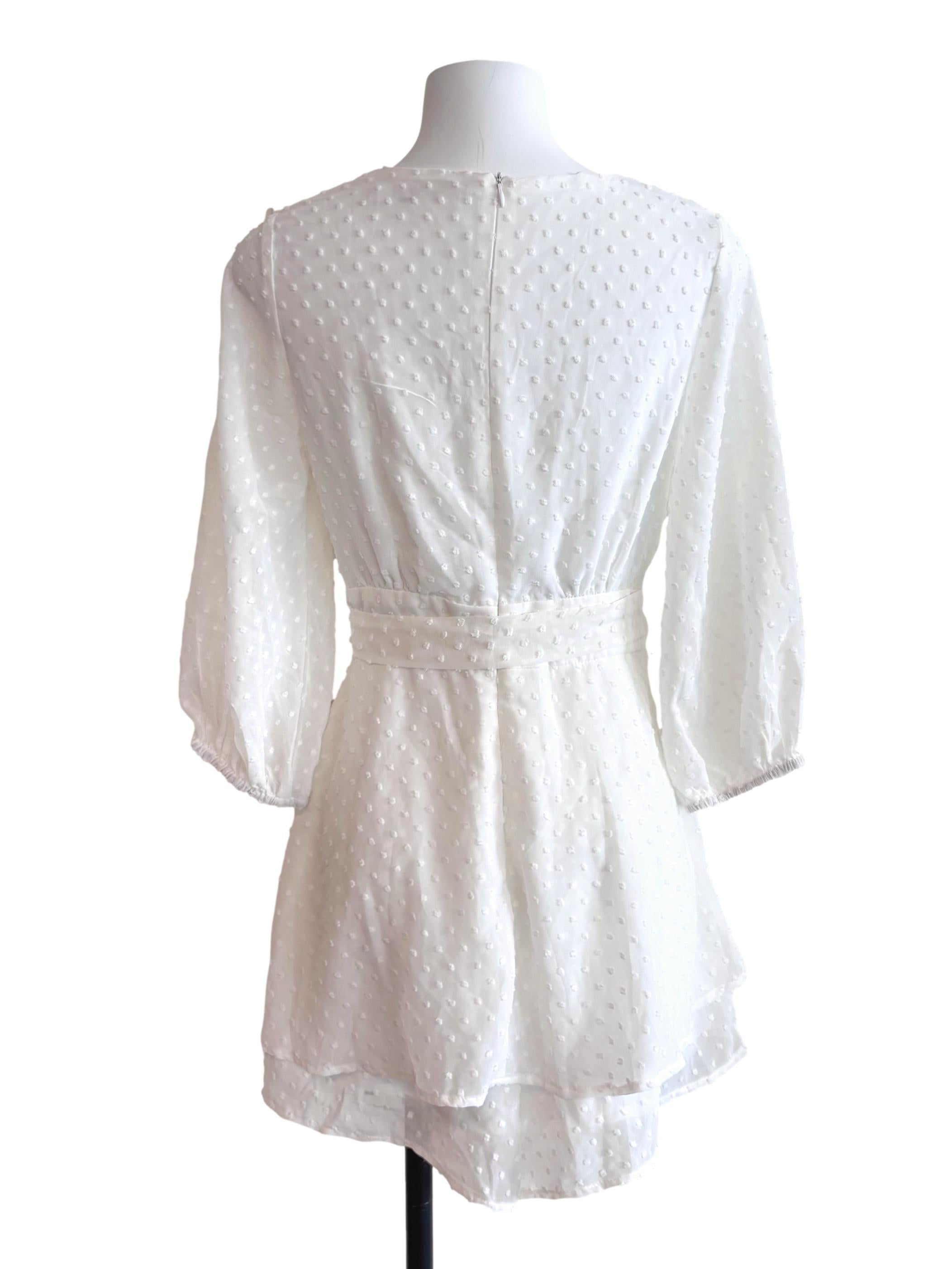 Pearl White Dotted Empire Romper