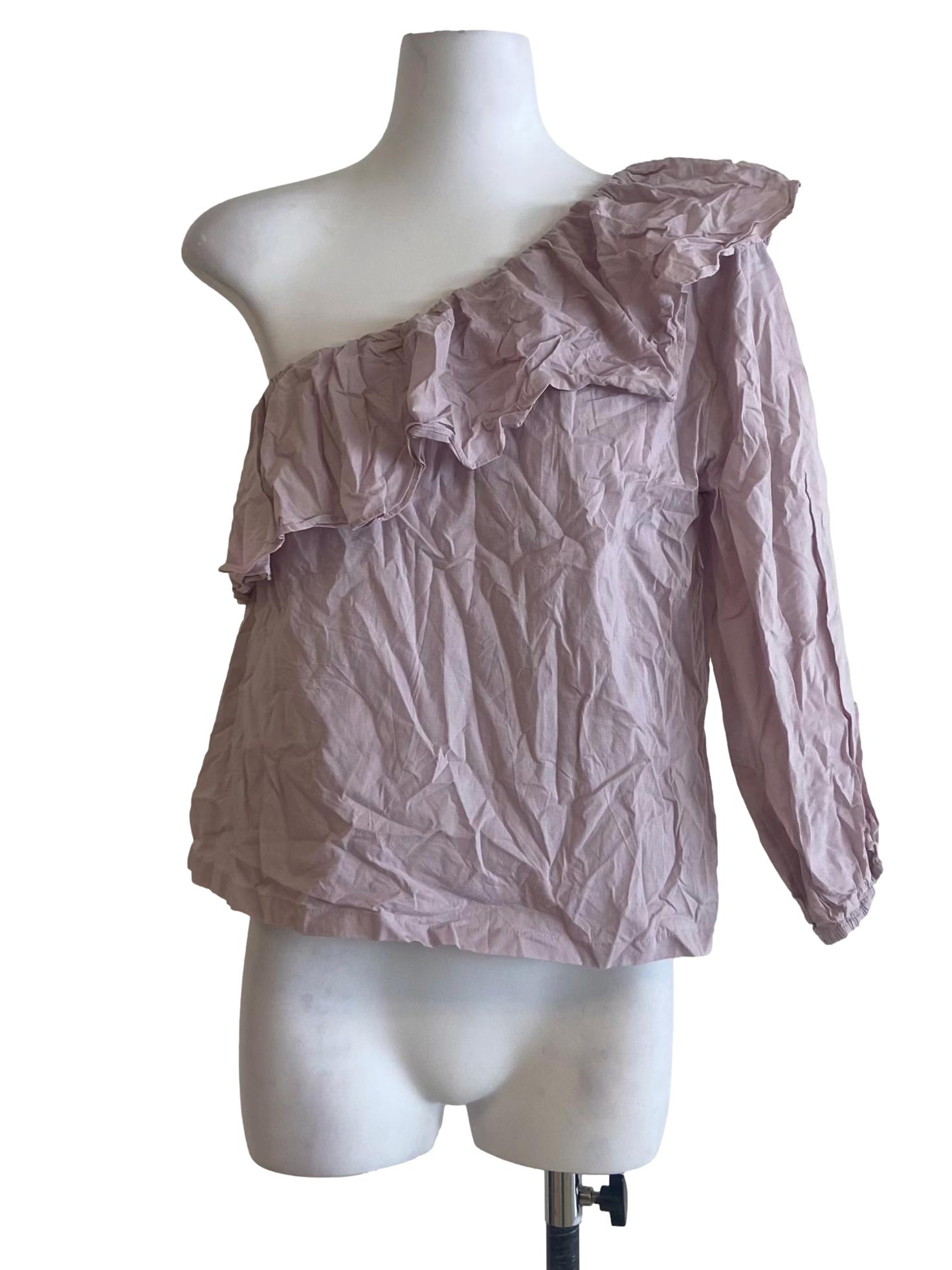 Blush Pink Asymmetric Ruffled Blouse