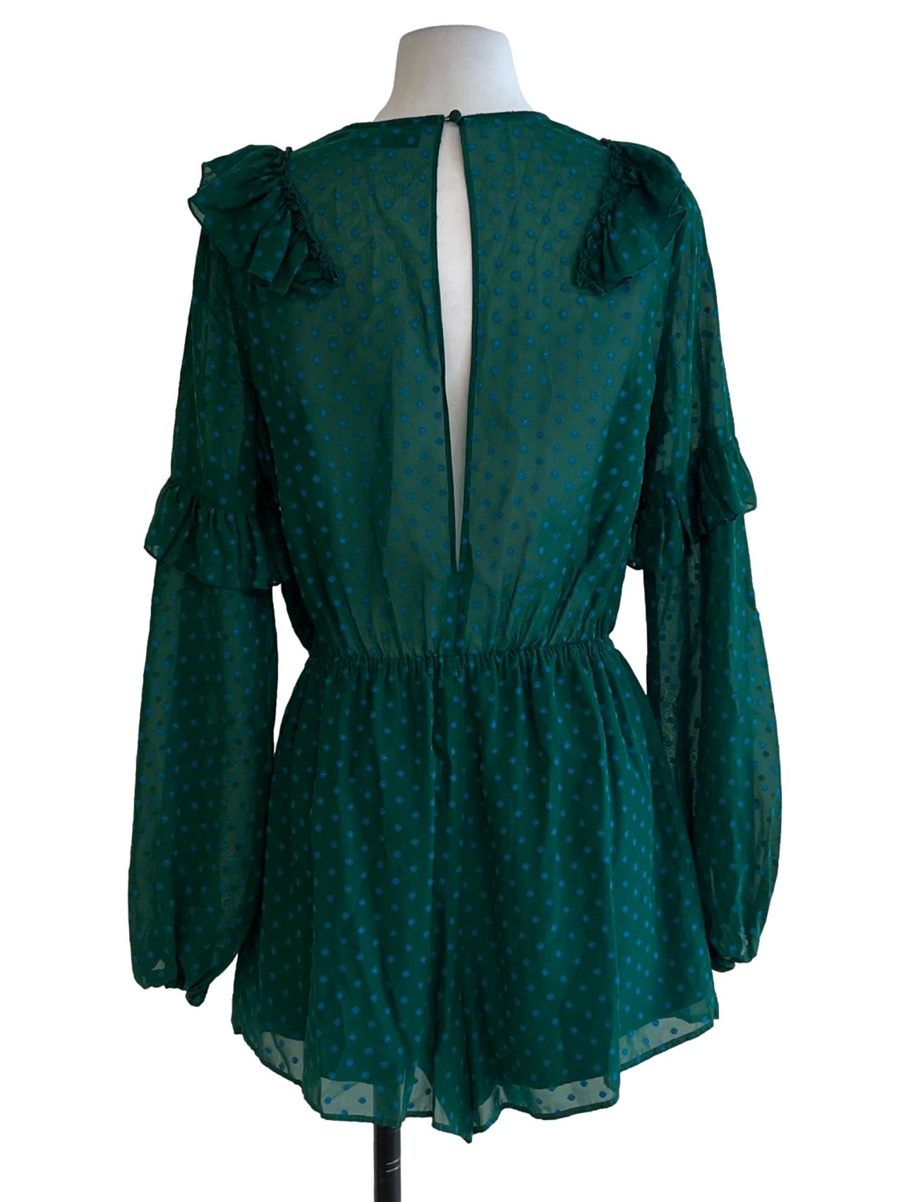 Pine Green Polka Dot Romper