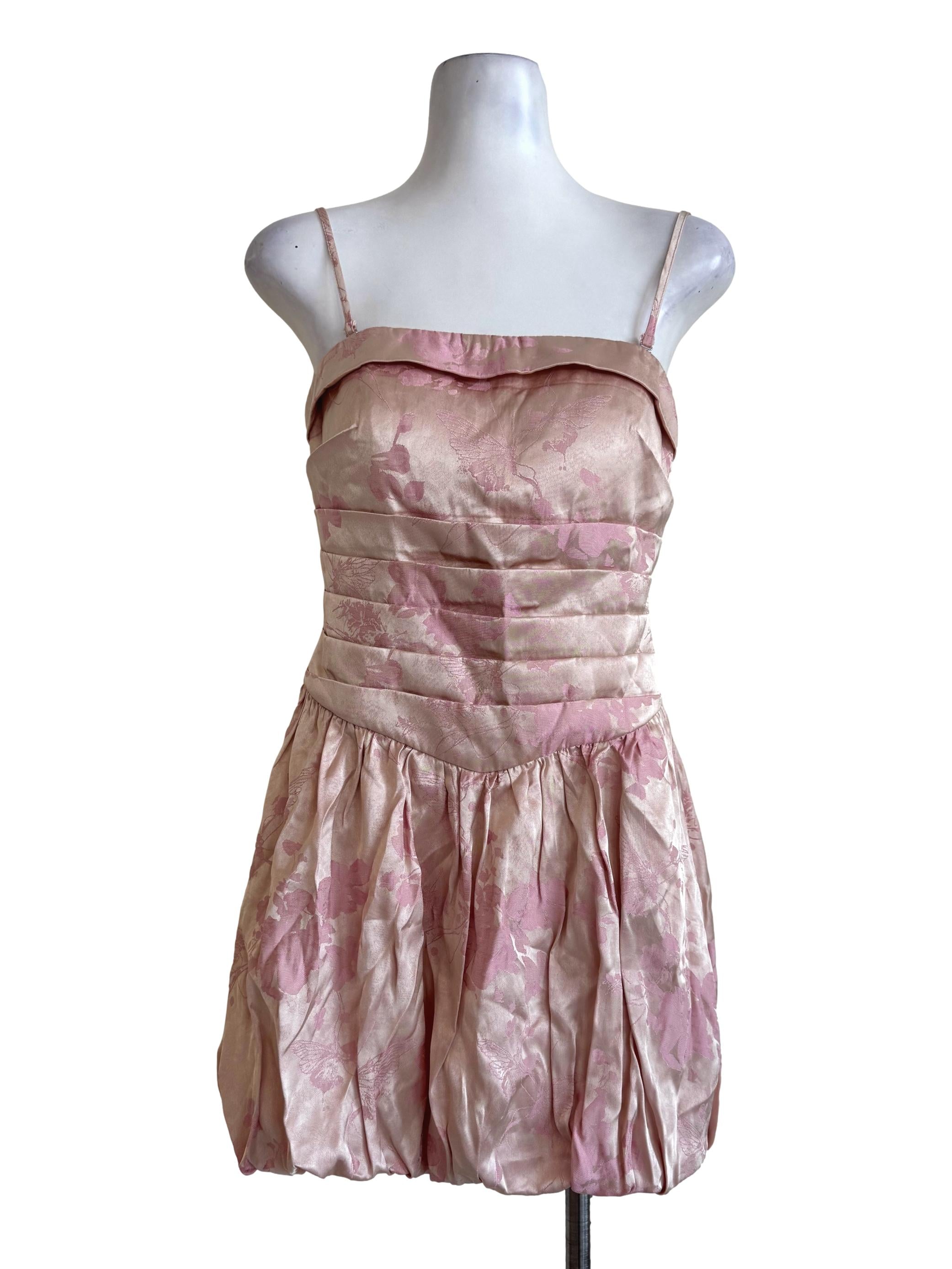 Nude Blush Pink Brocade Bubble Dress