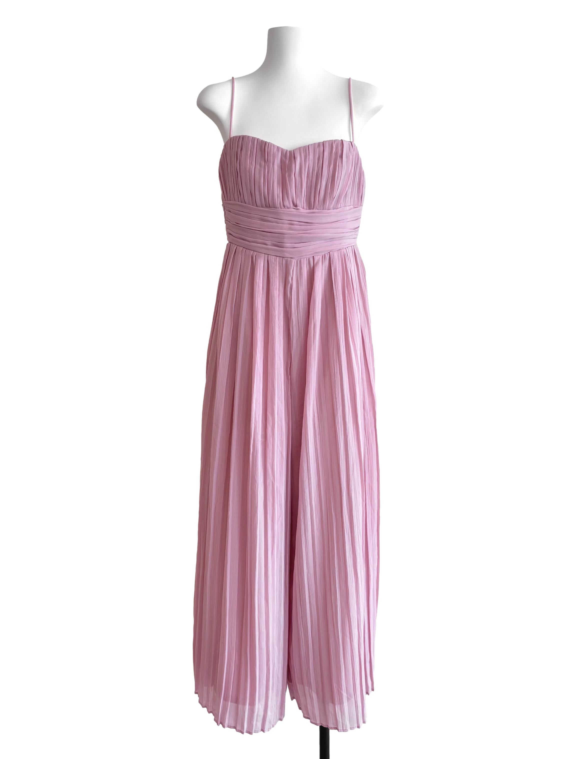 Rose Pink Pleated Sweetheart Jumpsuit