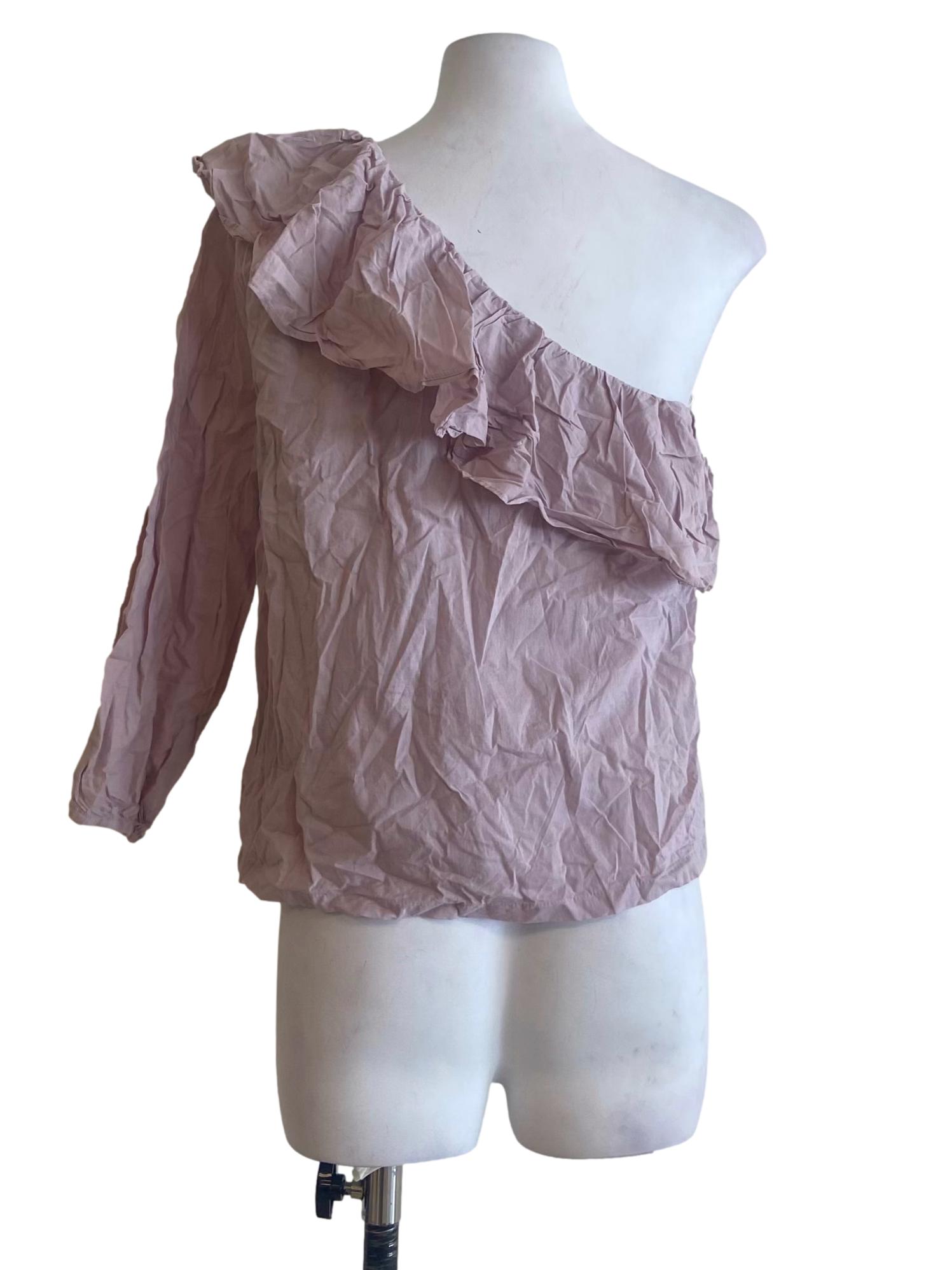 Blush Pink Asymmetric Ruffled Blouse