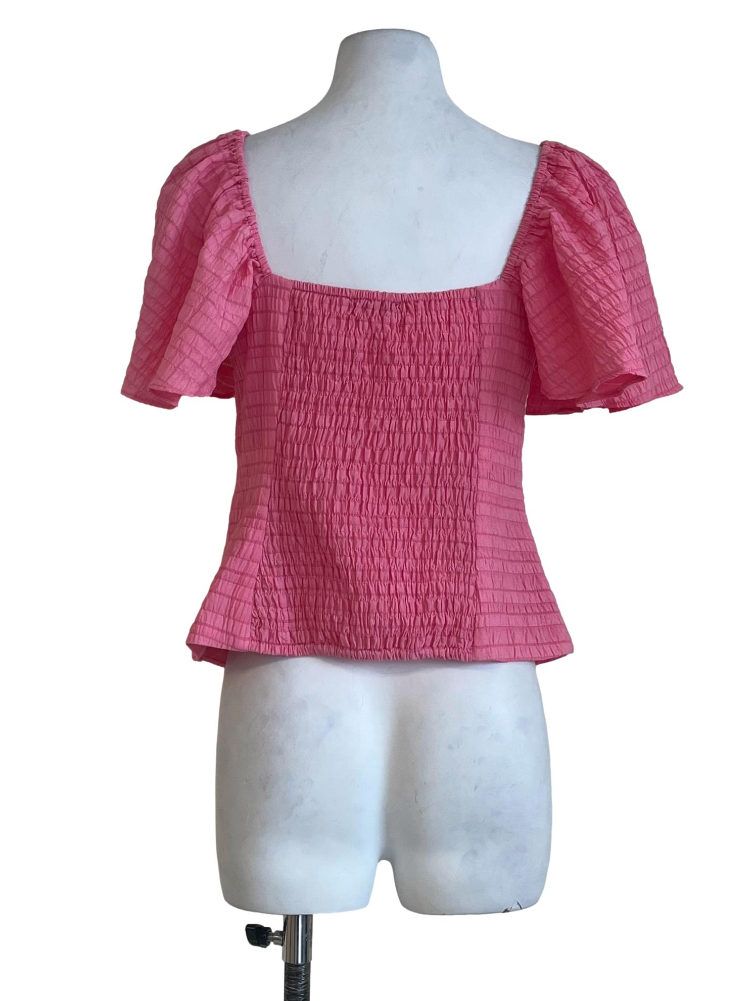 Hot Pink Sweetheart Puff Sleeve Top