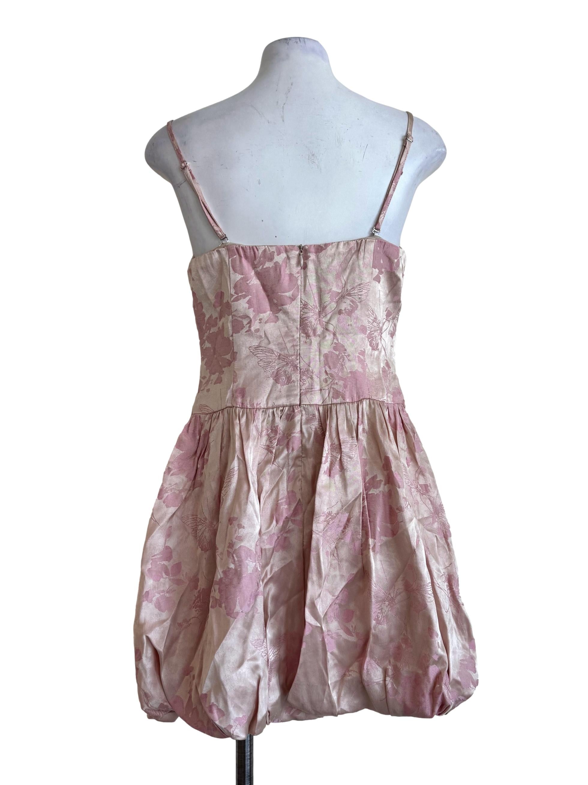 Nude Blush Pink Brocade Bubble Dress