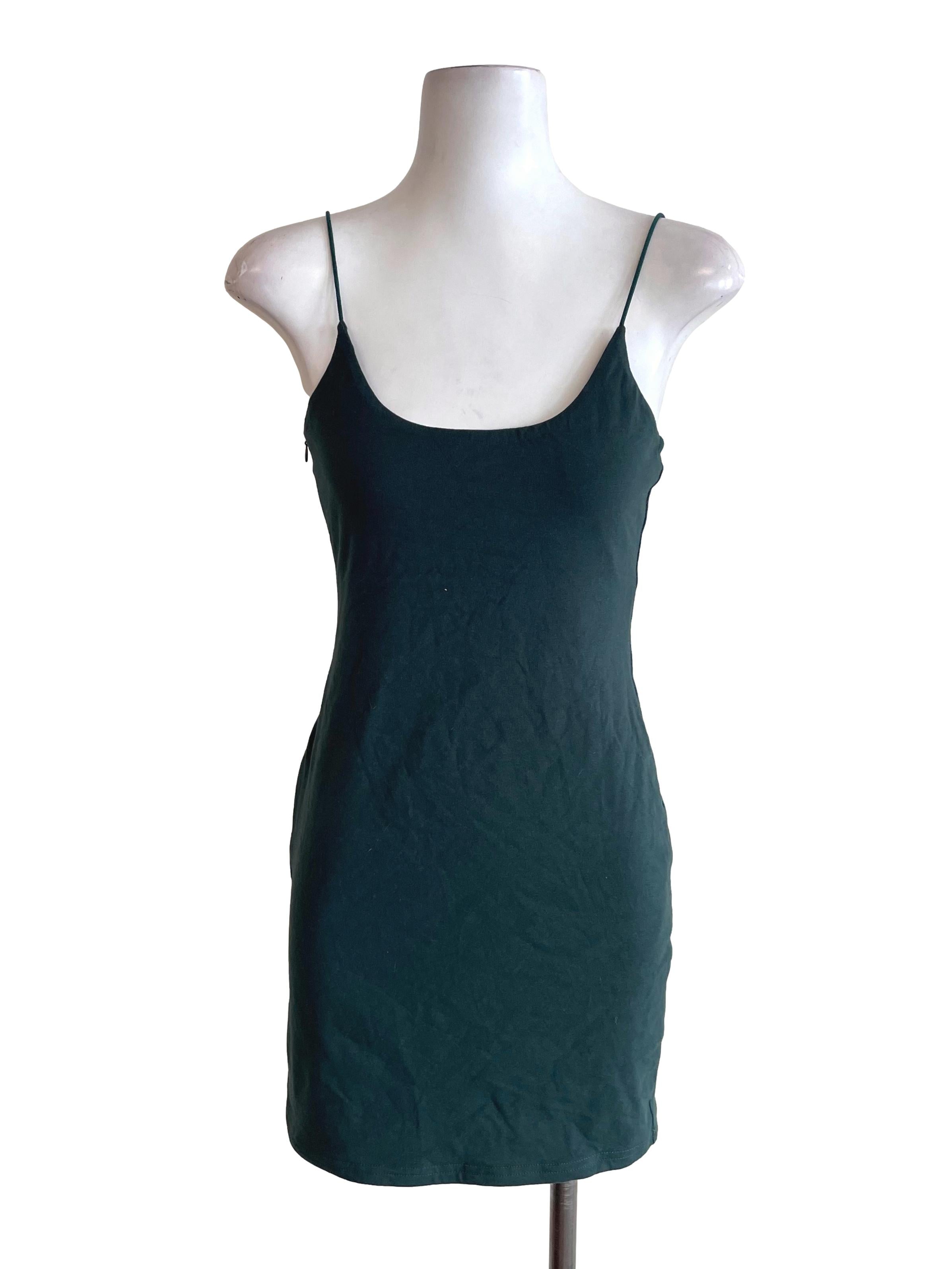 Pine Green Spaghetti Straps Dress