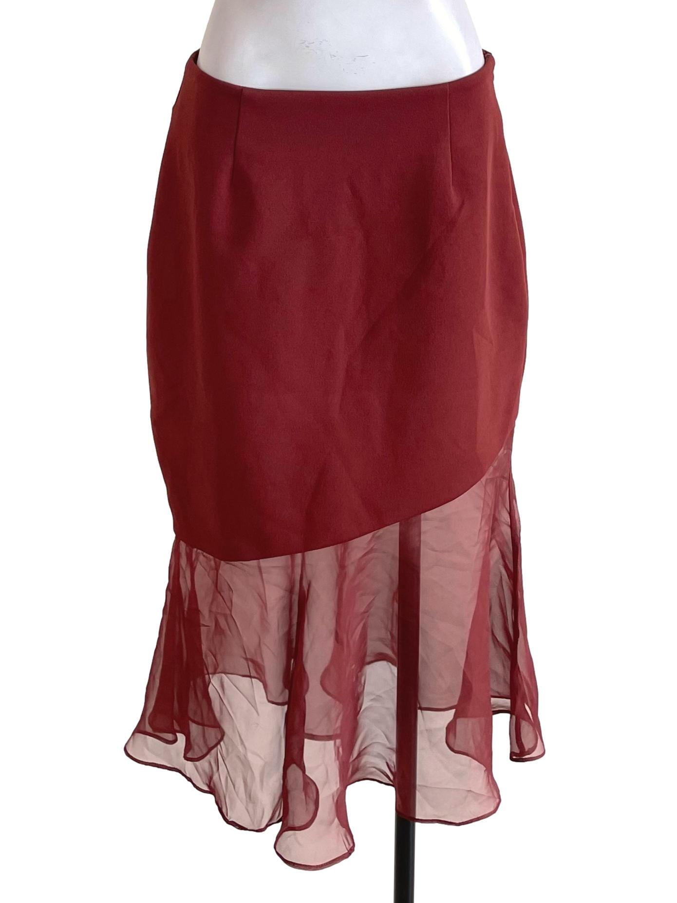 Fashmob Cinnamon Brown Flounced Skirt | REFASH