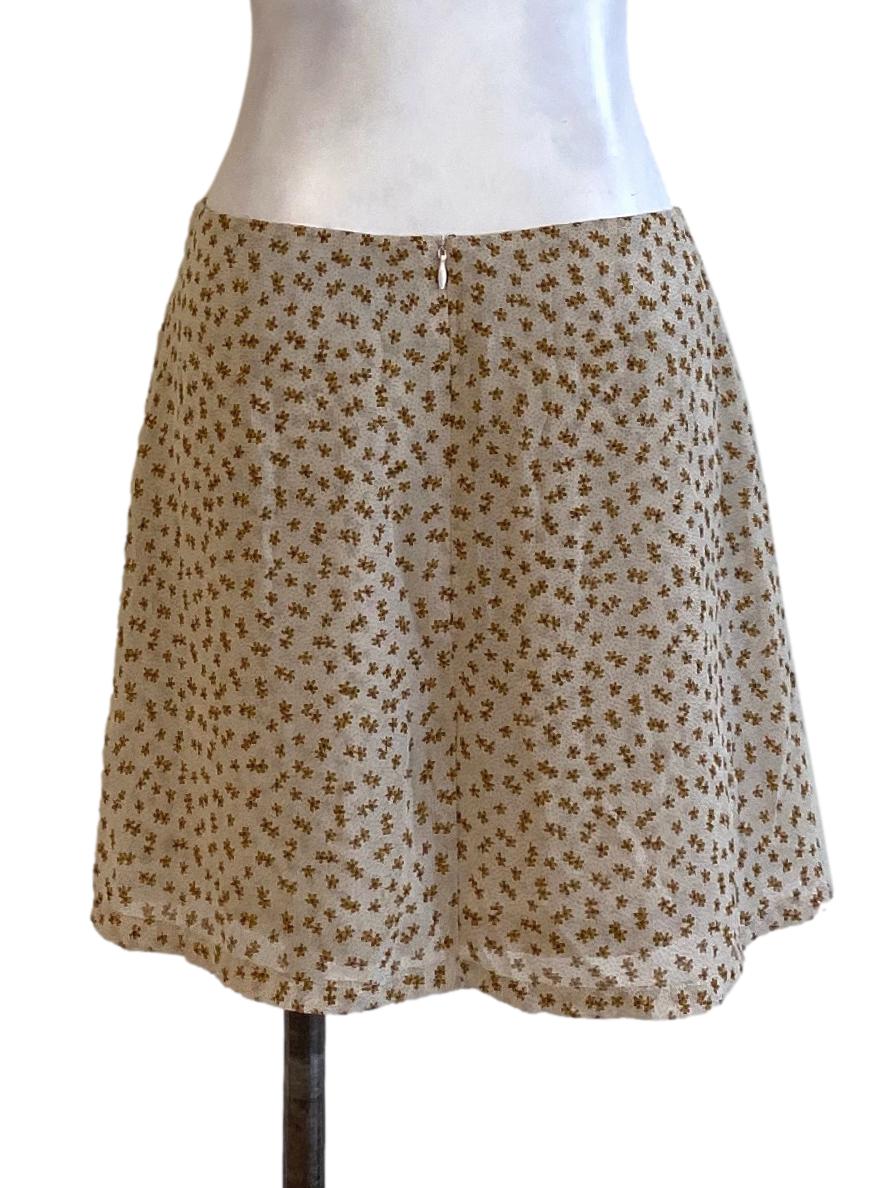 Light Cedar Brown Printed Mesh Mini A-Line Skirt YHF