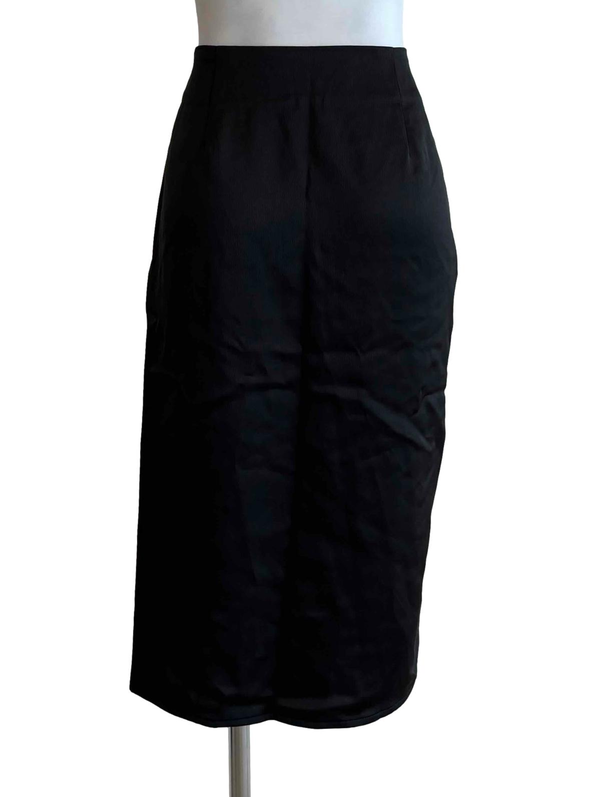 Black Ruched Satin Skirt