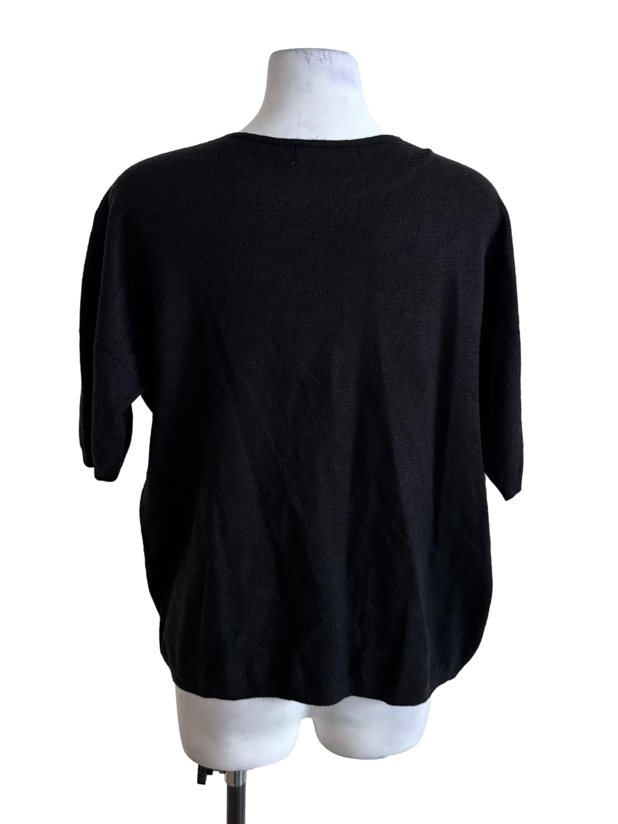 Charcoal Black V Neck Knit Top