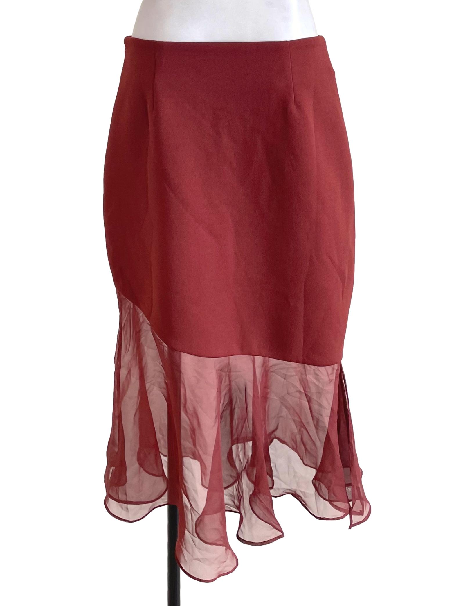 Fashmob Cinnamon Brown Flounced Skirt | REFASH