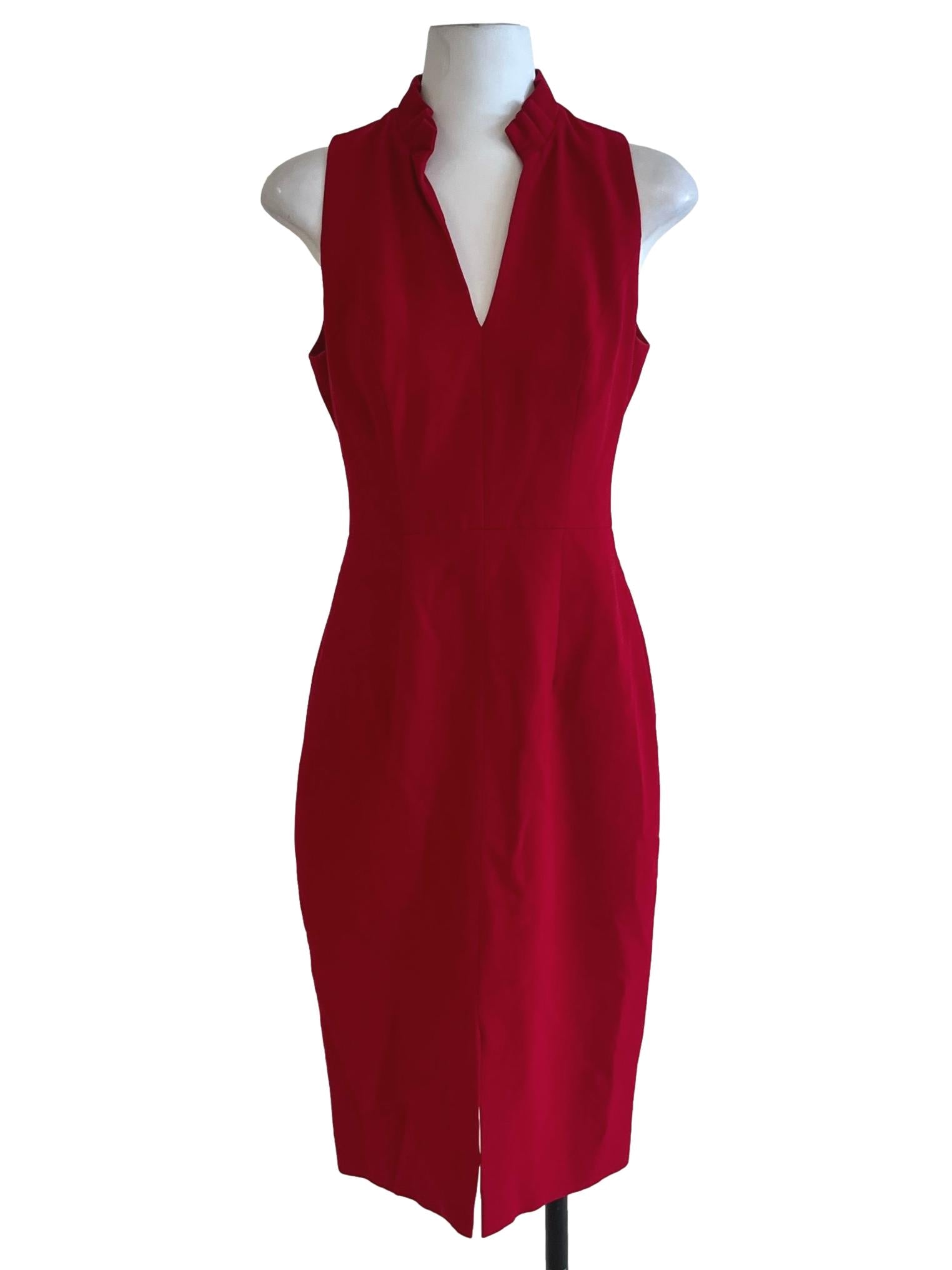 Blood Red V-Neckline A-Line Dress