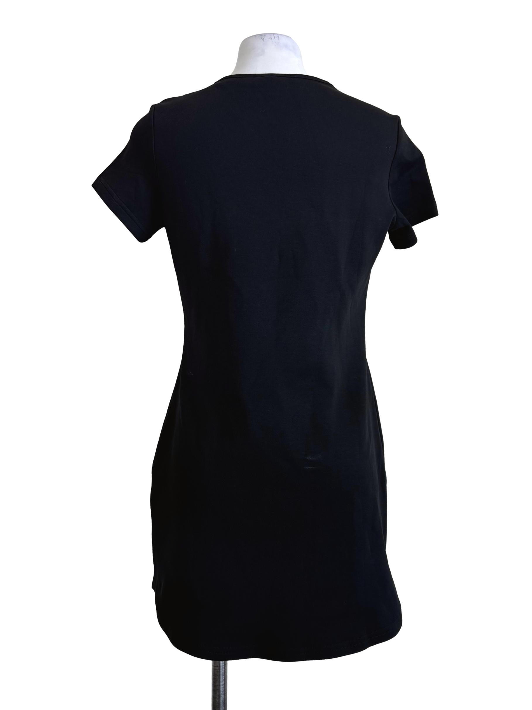 Pitch Black Round Neck Shift Dress