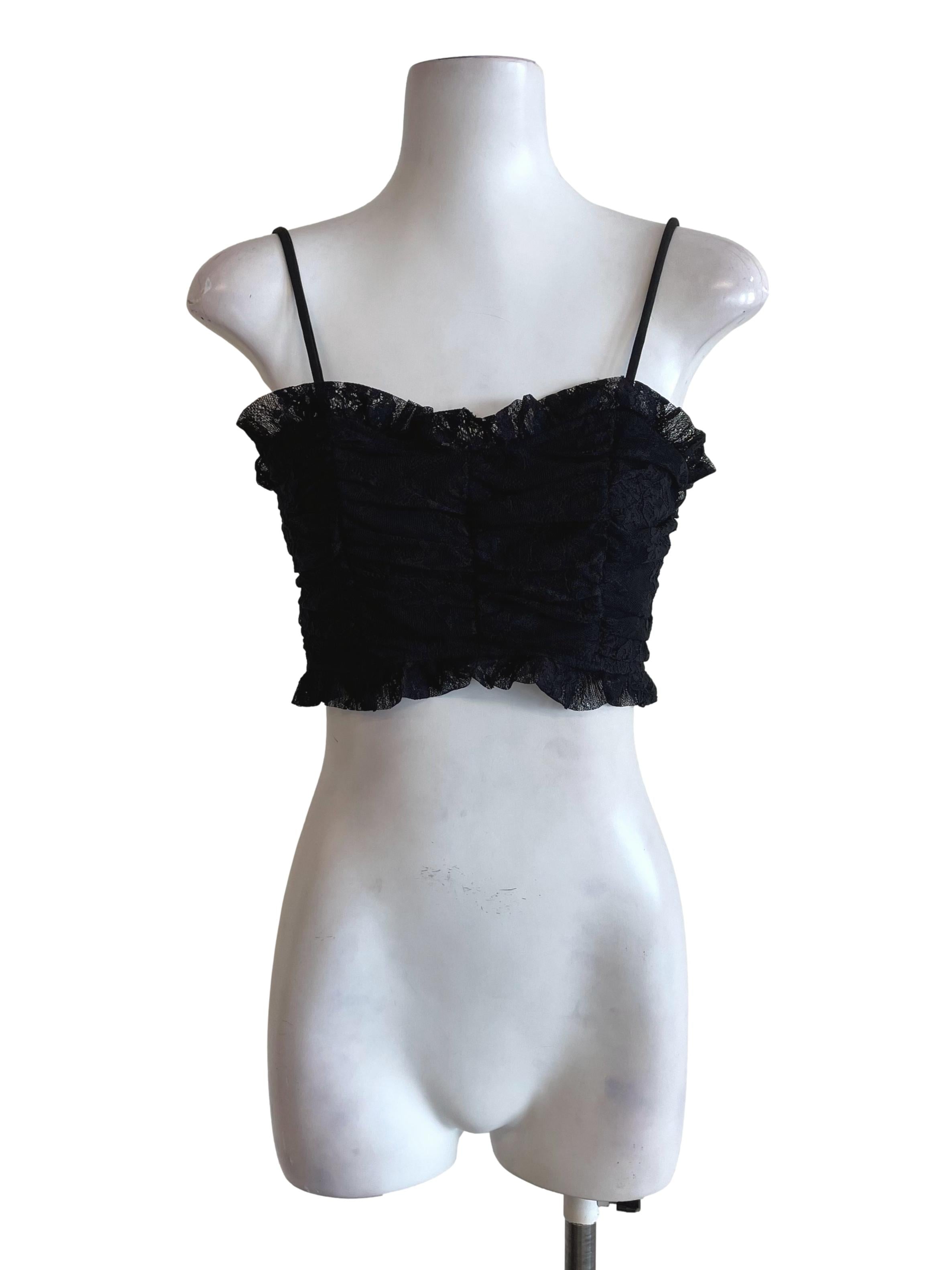 Black Lace Drape Tube Top