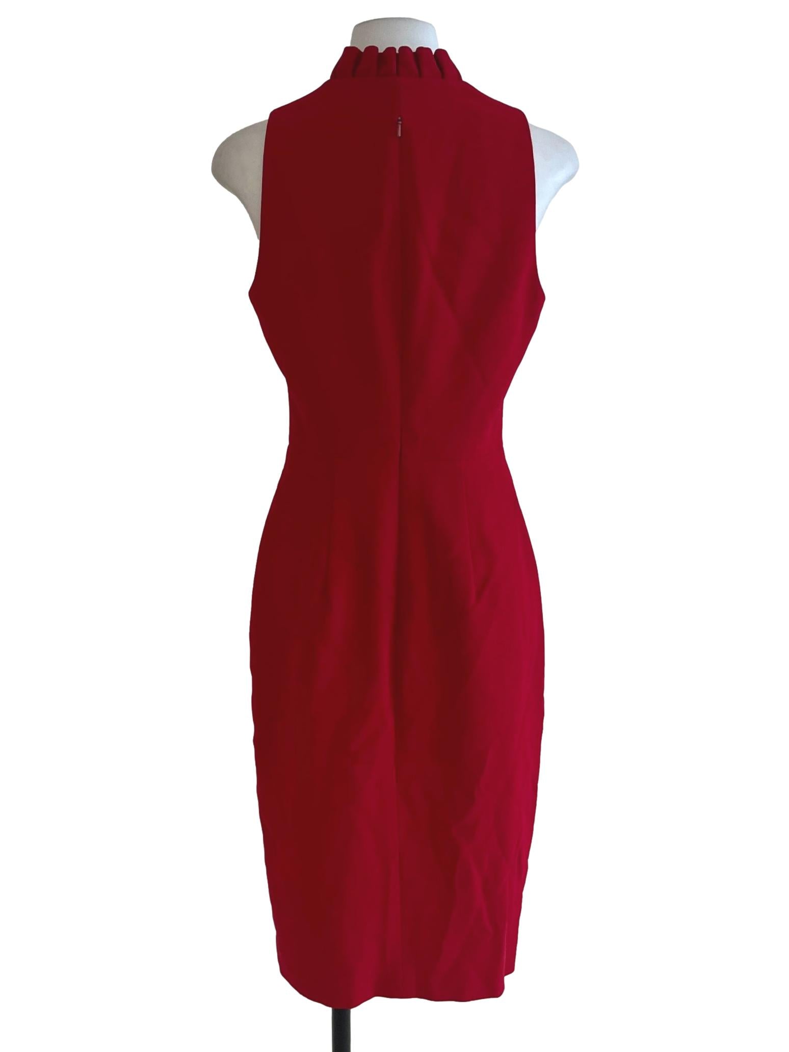 Blood Red V-Neckline A-Line Dress